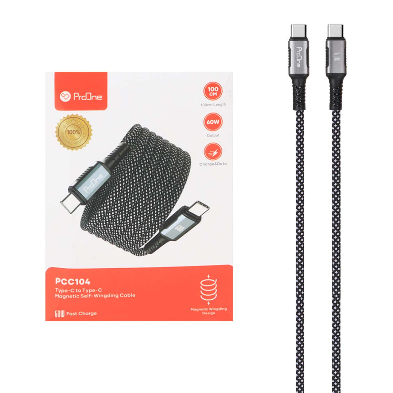 کابل شارژ 60 وات فست ProOne Type-C To Type-C مدل PCC104