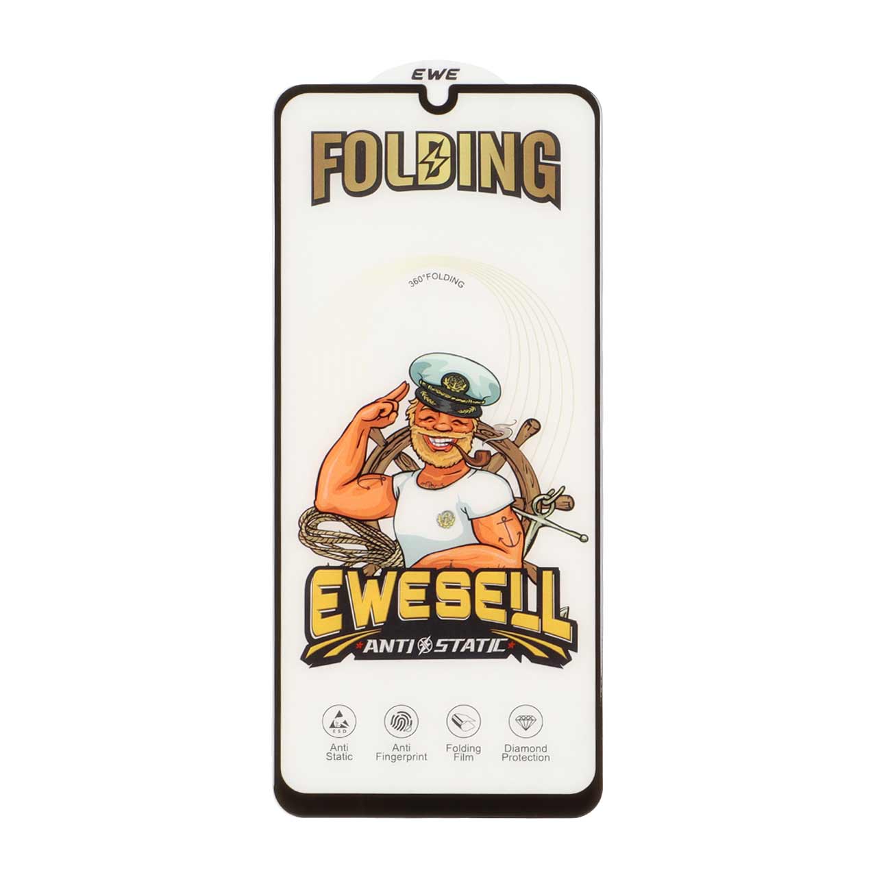 محافظ صفحه نمایش شیشه ای Full Cover Ewesell Anti Static Folding مدل Xiaomi Redmi A3 / A3x / Redmi 10C / Redmi 12C / Redmi 11A / Redmi 10 Power / Poco C40 / Poco C55 / C61