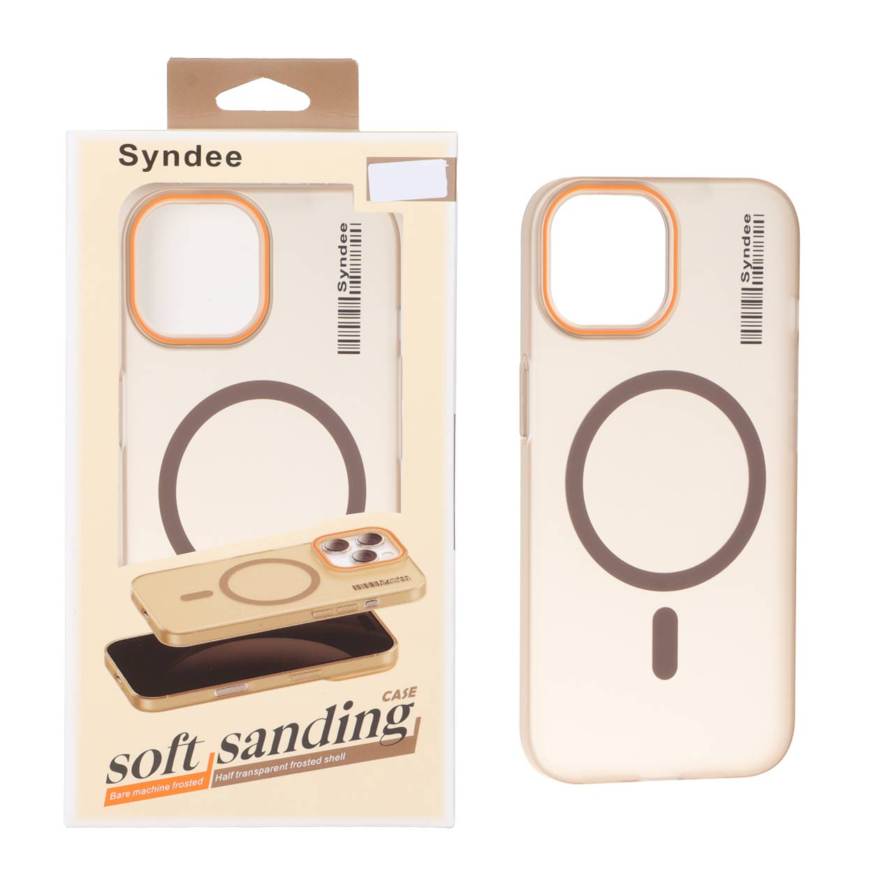 قاب اورجینال Syndee پشت مات MagSafe مدل Apple iPhone 15 / iPhone 14 / iPhone 13 - صحرایی (پک دار)