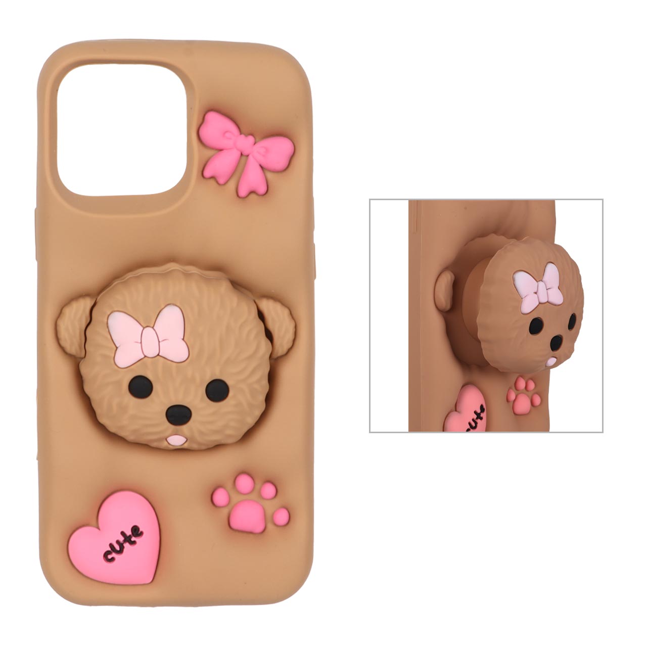 قاب سیلیکونی Cute استندشو Apple iPhone 16 Pro Max - صحرایی