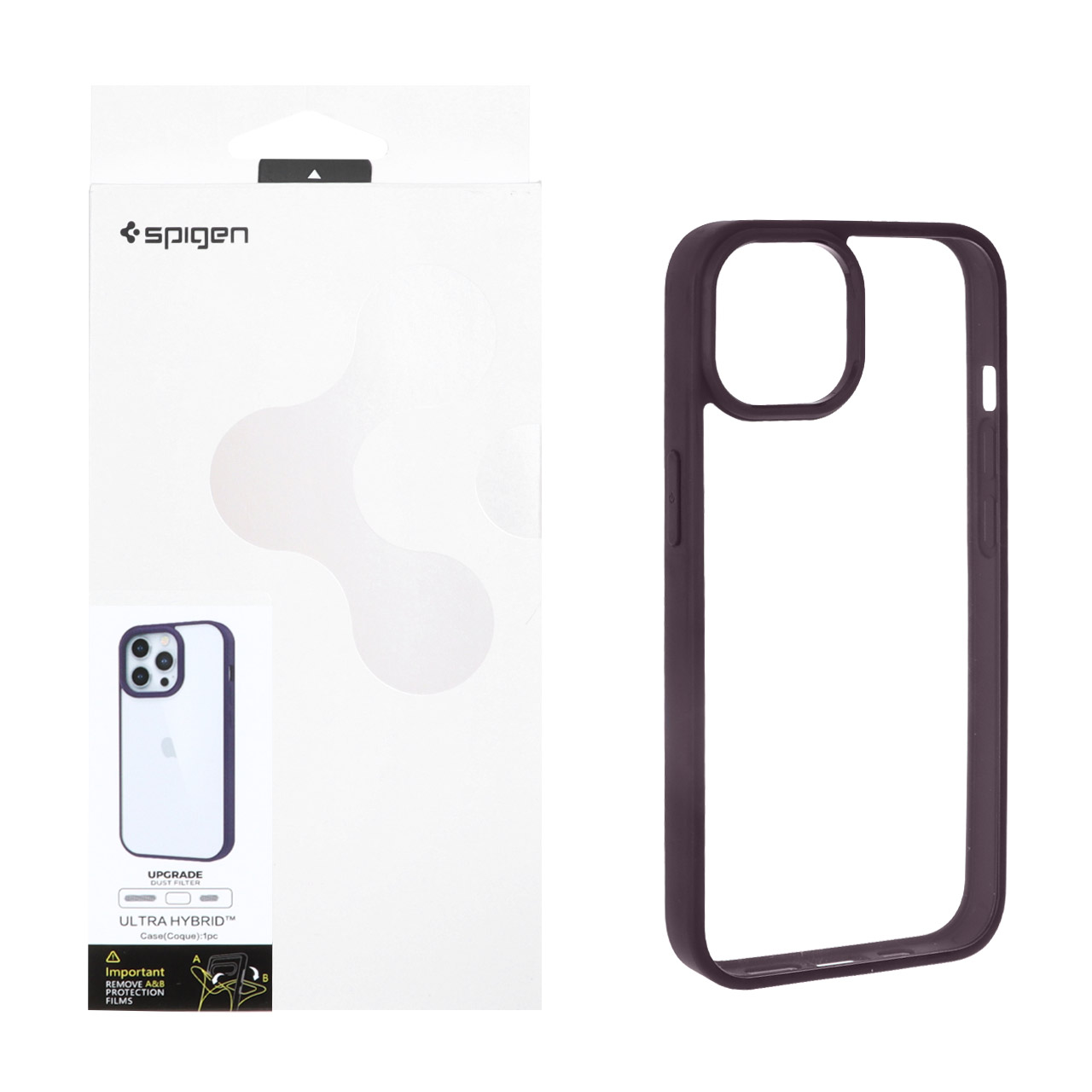 قاب Spigen Ultra Hybrid با توری اسپیکر فلزی شفاف بنفش مناسب برای آیفون 13 و آیفون 14