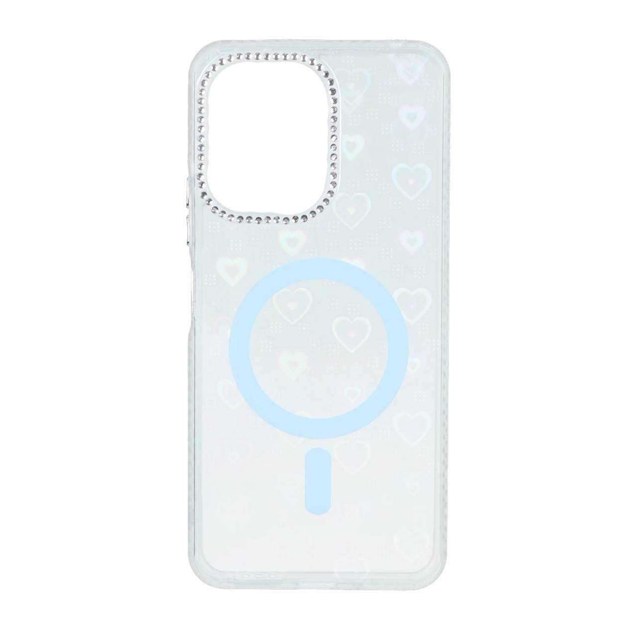 قاب قلبی هولوگرامی طرح مگ سیف نگین دار مناسب برای شیائومی Redmi 13C و Poco C65