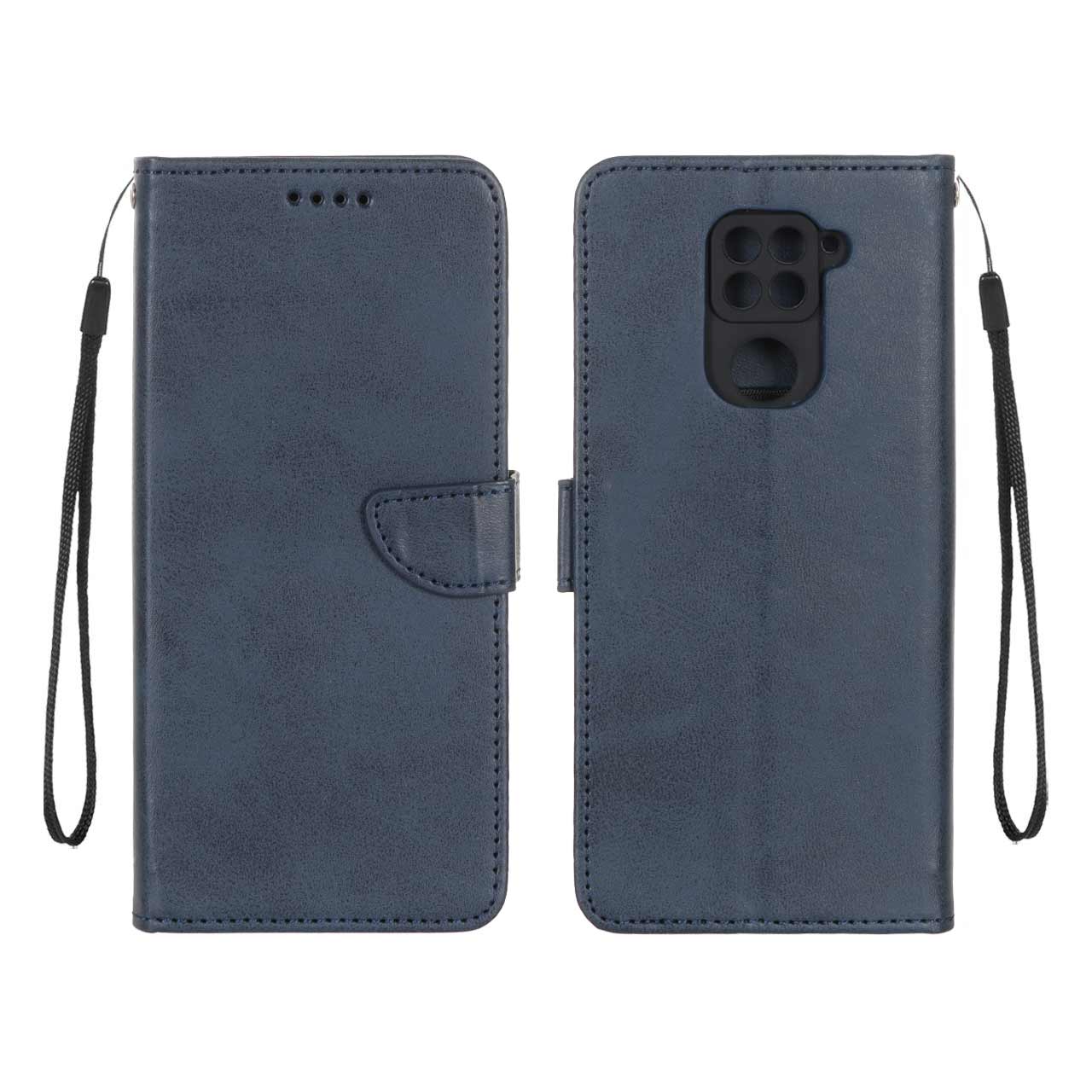کیف چرمی موبایل مگنتی محافظ لنزدار Xiaomi Redmi Note 9 / Redmi 10X 5G / Redmi 10X Pro 5G - سرمه ای