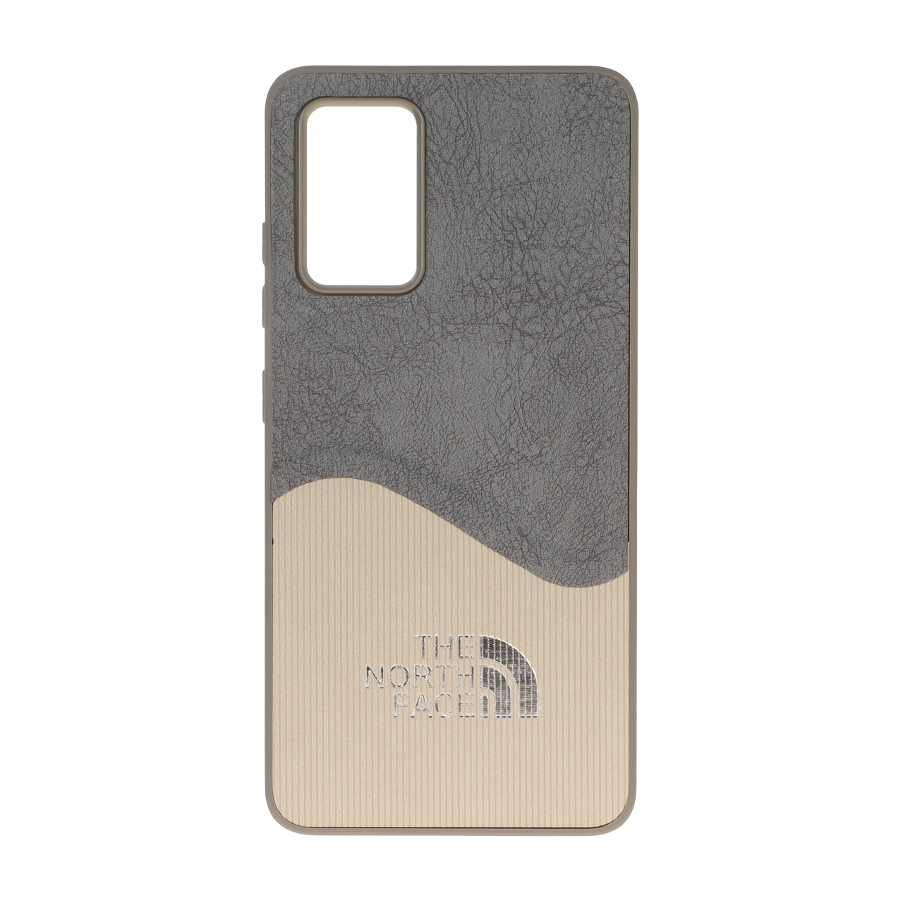 قاب North Face طرح جیر دو تکه خاکستری و بژ مناسب برای سامسونگ گلکسی A32 4G