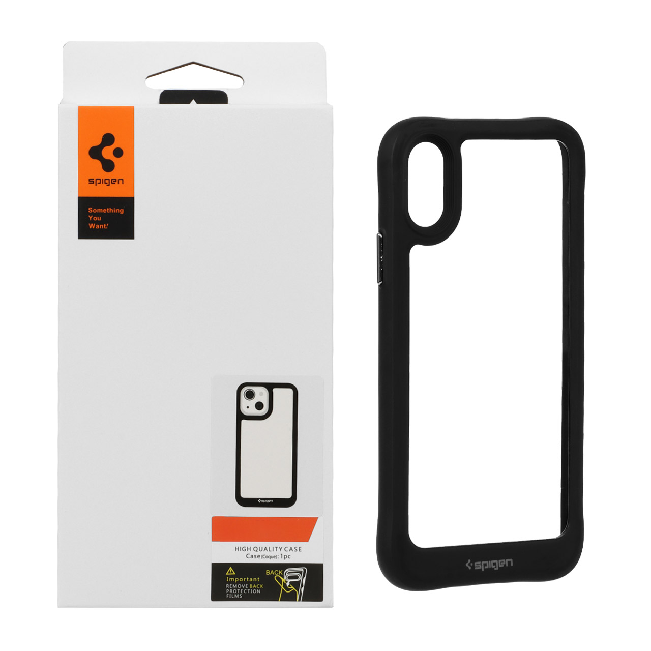 قاب اورجینال Spigen شفاف مشکی مناسب برای آیفون X و آیفون XS