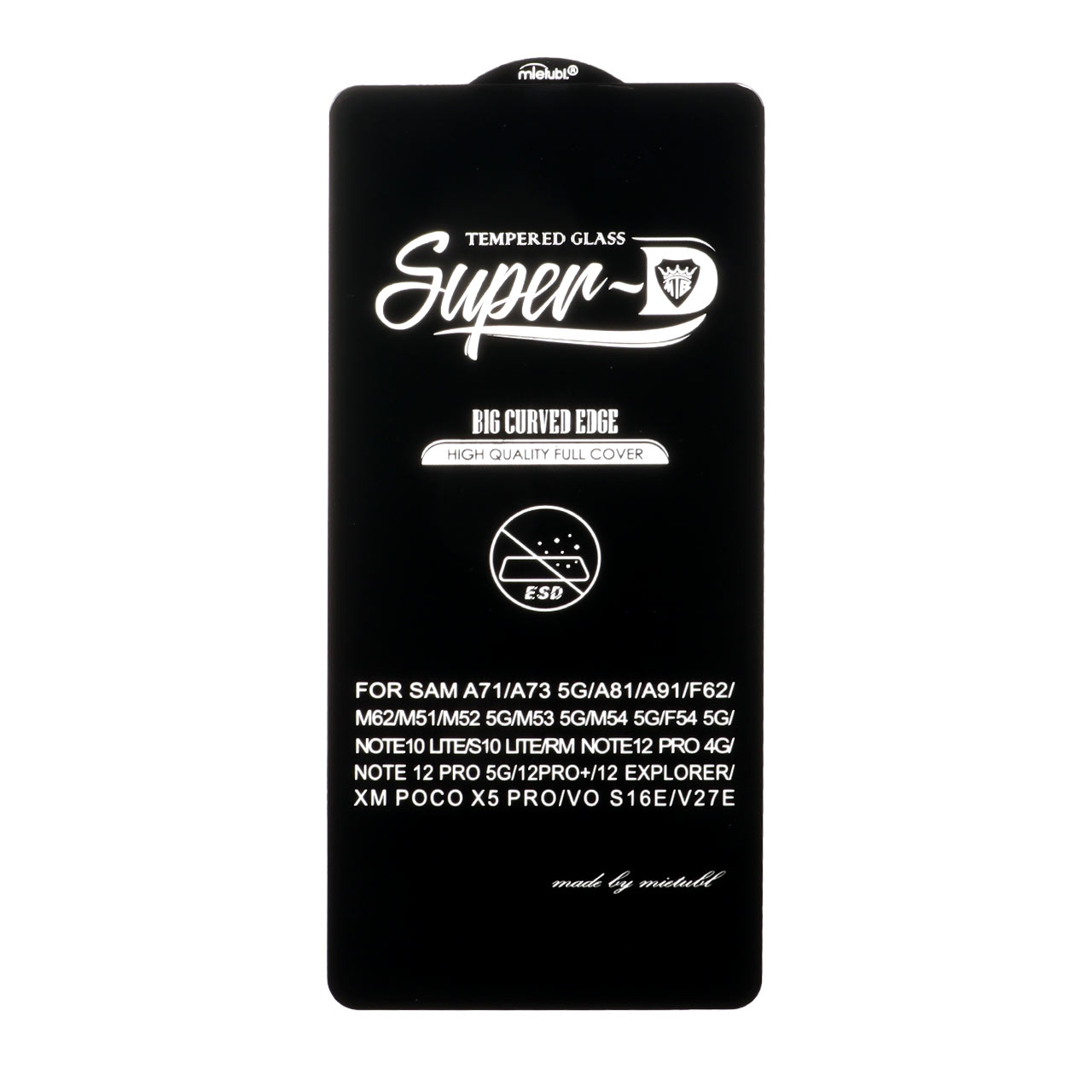 محافظ صفحه نمایش شیشه ای Mietubl مدل Super D فول کاور مشکی مناسب برای Samsung Galaxy A71 / A72 / A73 / M51 / M52 / M53 / M54 / M62 / Note 12 Pro 5G / Note 12 Pro Plus / Poco X5 Pro / Poco F5
