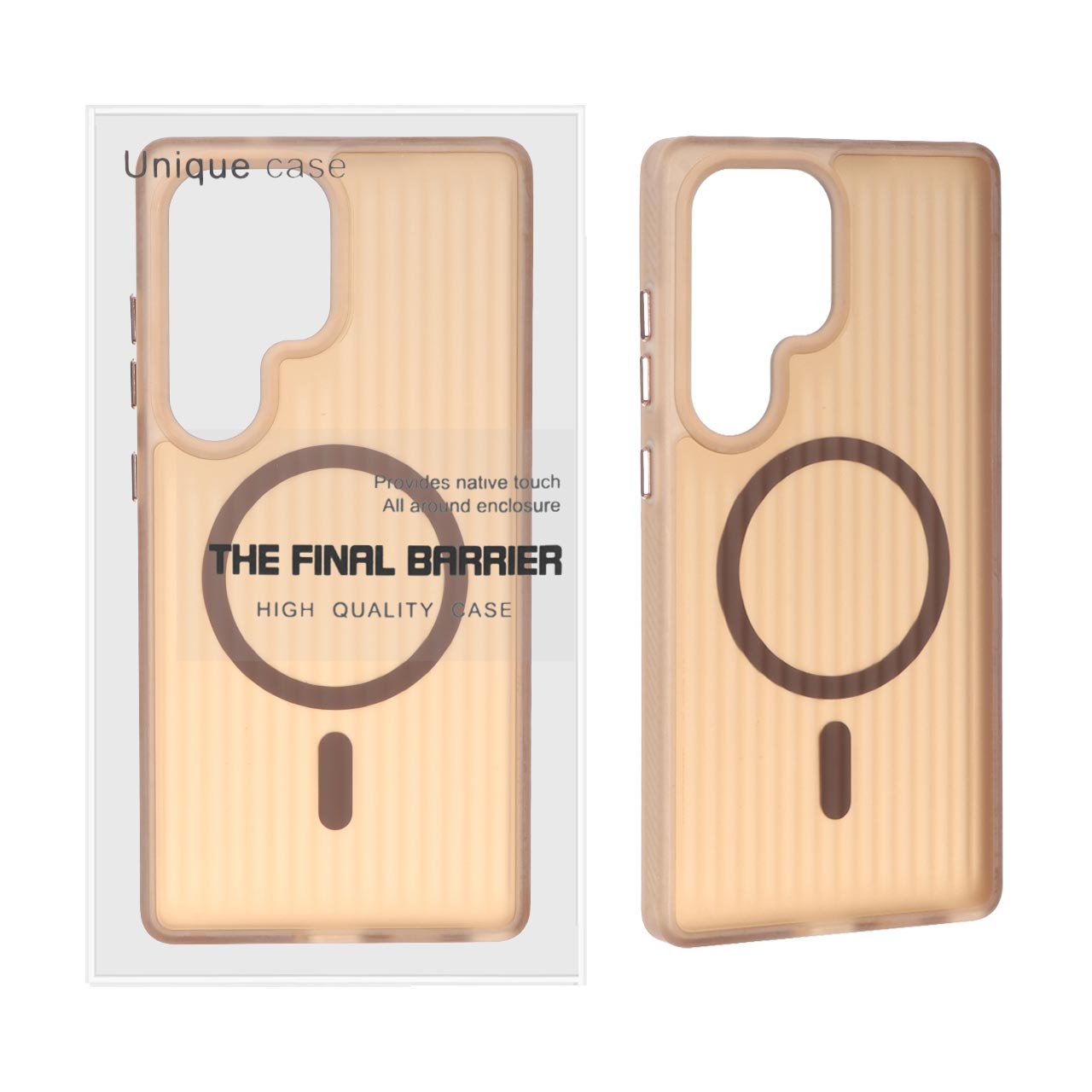 قاب اورجینال Unique Case کرکره ای مات MagSafe مدل Samsung Galaxy S25 Ultra - قهوه ای (پک دار)