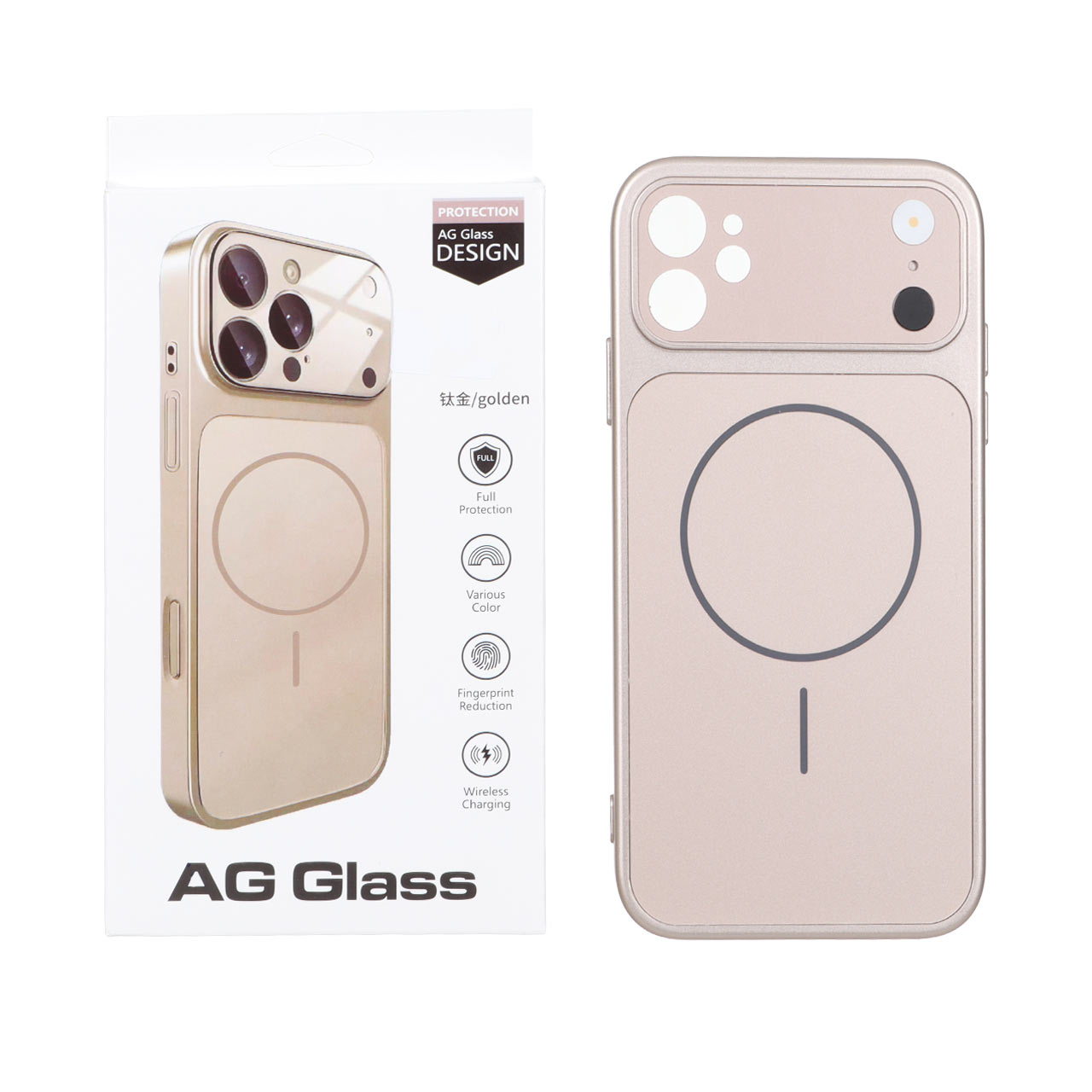 قاب AG Glass محافظ لنز برجسته شیشه ای مگ سیف رزگلد مناسب برای آیفون 11