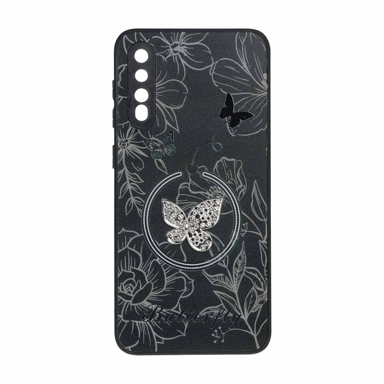 قاب طرح Butterfly نگین‌دار آینه‌ای مگ‌سیف مناسب برای سامسونگ گلکسی A50, A50s و A30s