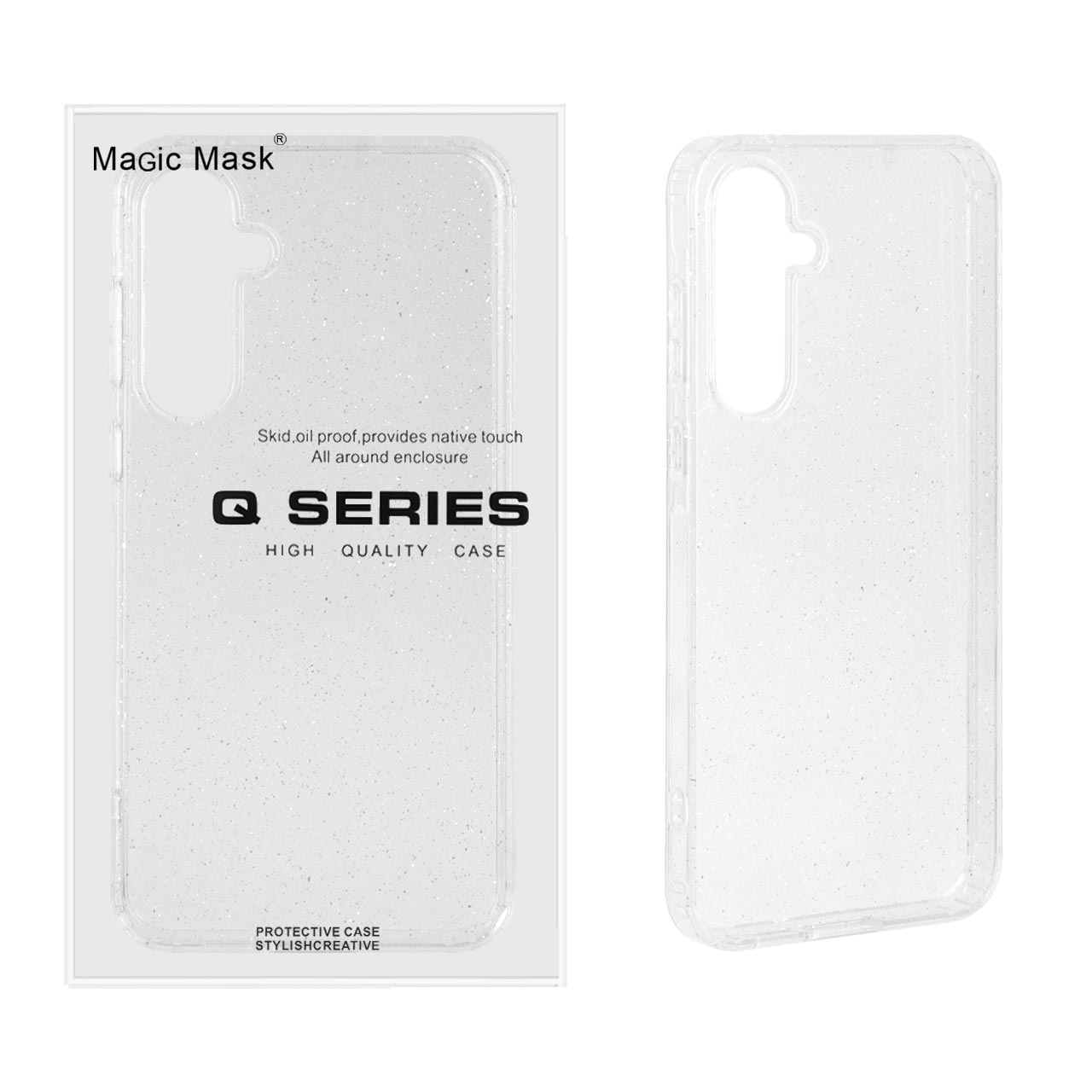 قاب اورجینال پشت سخت شفاف اکلیلی Magic Mask Q Series مناسب برای سامسونگ گلکسی A35 و A55