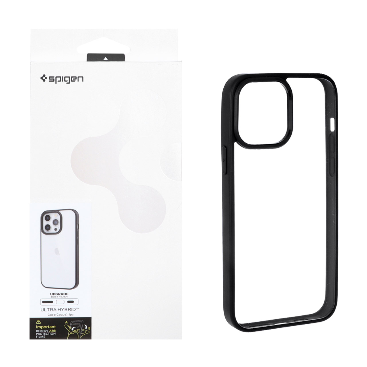 قاب اورجینال Spigen شفاف مشکی با توری اسپیکر فلزی مناسب برای آیفون ۱۶ پرو مکس