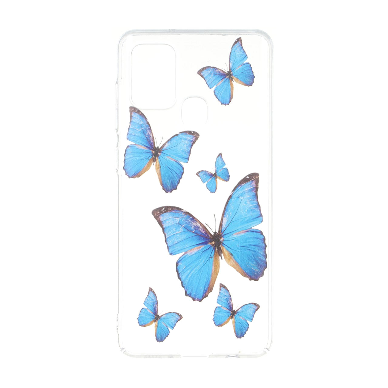 قاب پشت سخت شفاف طرح پروانه آبی مناسب برای سامسونگ گلکسی A21s
