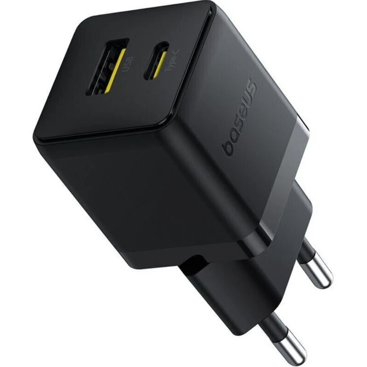 شارژر دیواری فست شارژ بیسوس مدل Palm 30W با دو پورت Type-C و USB - مشکی