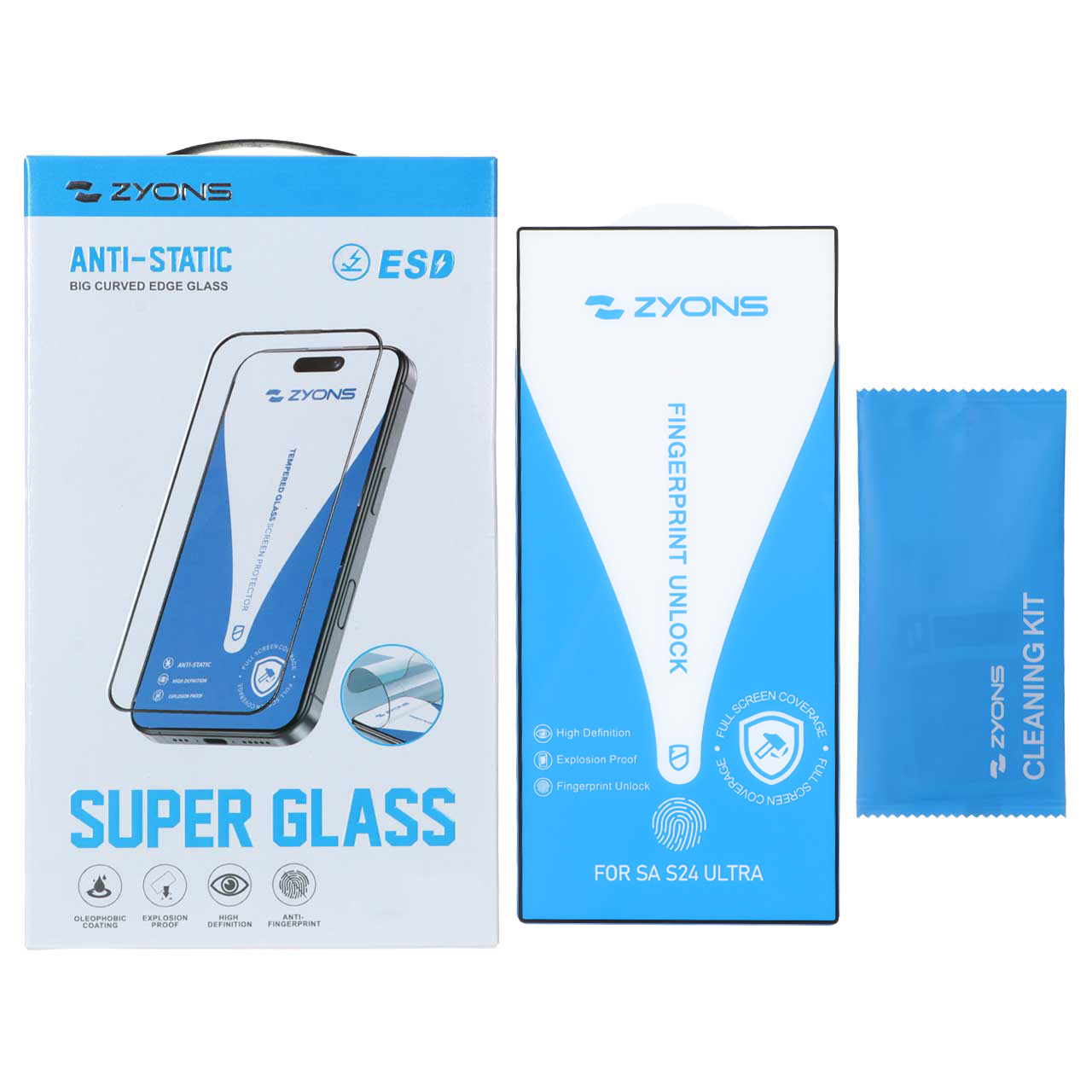 محافظ صفحه نمایش شیشه ای فول کاور ESD Anti Static زایونز SG مناسب برای سامسونگ گلکسی S24 اولترا