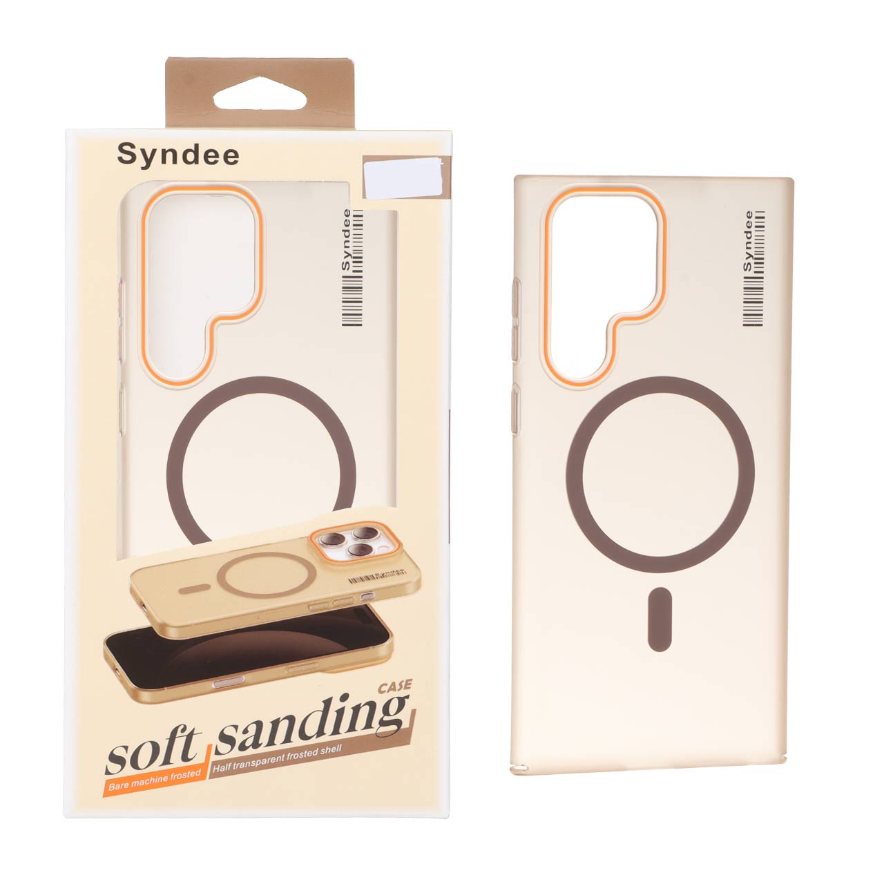 قاب اورجینال Syndee پشت مات MagSafe مدل Samsung Galaxy S22 Ultra - قهوه ای (پک دار)