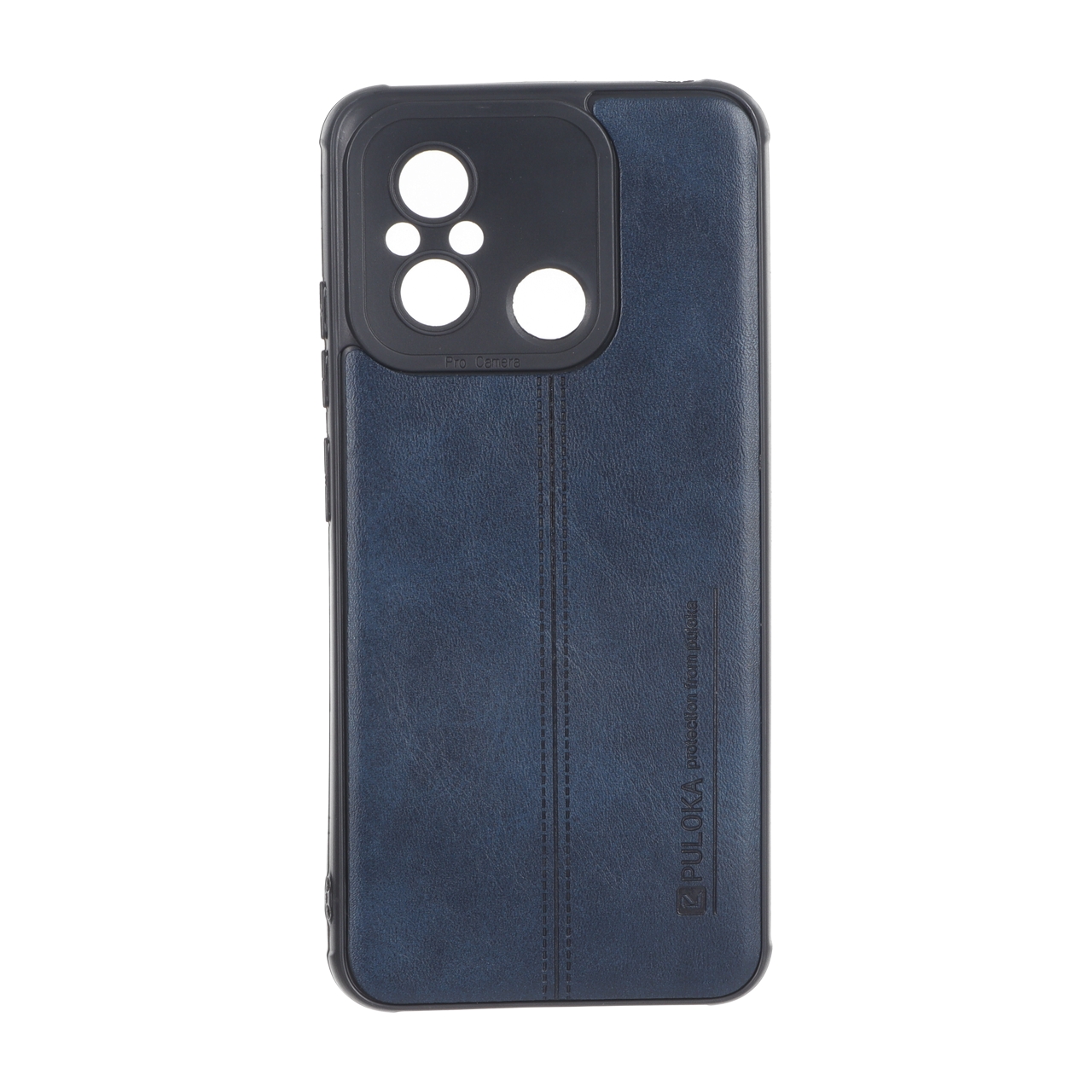 قاب طرح چرم دوخت دار محافظ لنزدار Puloka مناسب برای شیائومی Redmi 12C و Redmi 11A و Poco C55