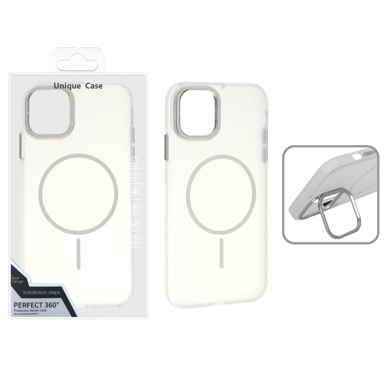 قاب طرح Bracket Lens مات MagSafe لنز استندشو سفید مناسب برای آیفون 11