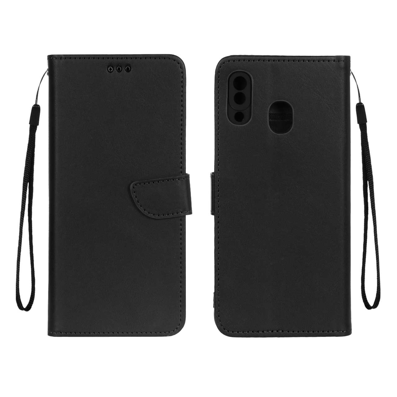 کیف چرمی موبایل مگنتی محافظ لنزدار Samsung Galaxy A30 / A20 - مشکی