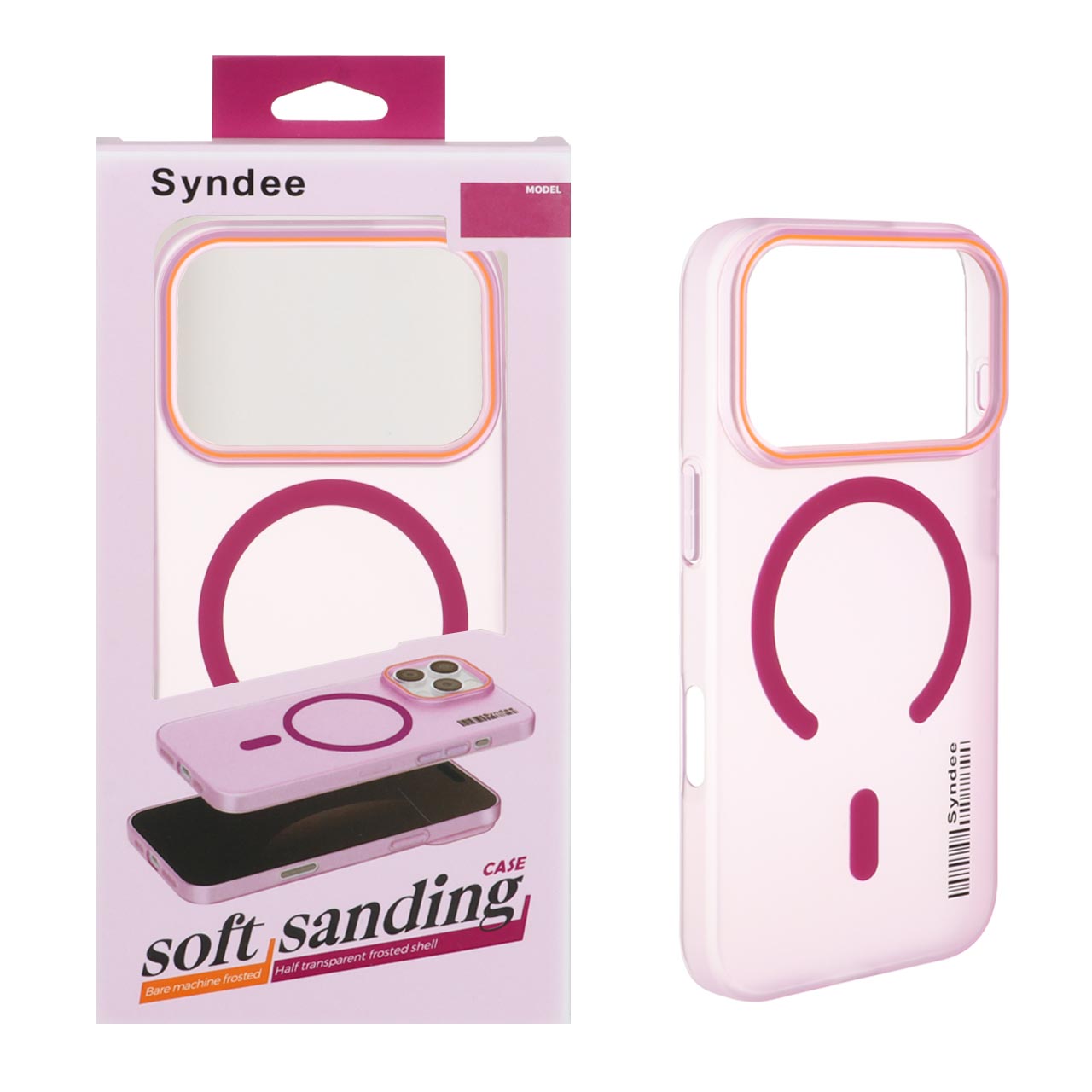 قاب اورجینال Syndee پشت مات MagSafe مدل Apple iPhone 17 Pro - سرخابی (پک دار )