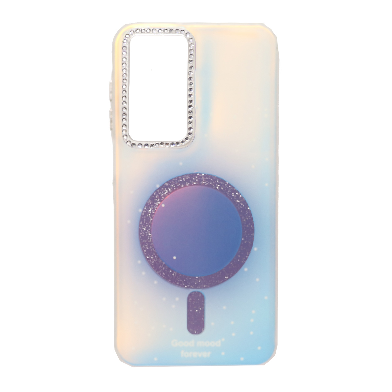 قاب طرح Good Mood هولوگرامی لنز نگین دار مگ سیف شاین مناسب برای سامسونگ گلکسی A17 / A26