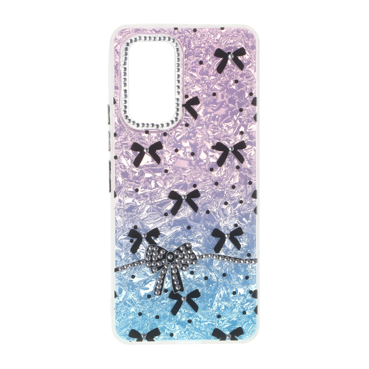 قاب ice پاپیونی نگین دار دور مات Samsung Galaxy A53 - صورتی آبی