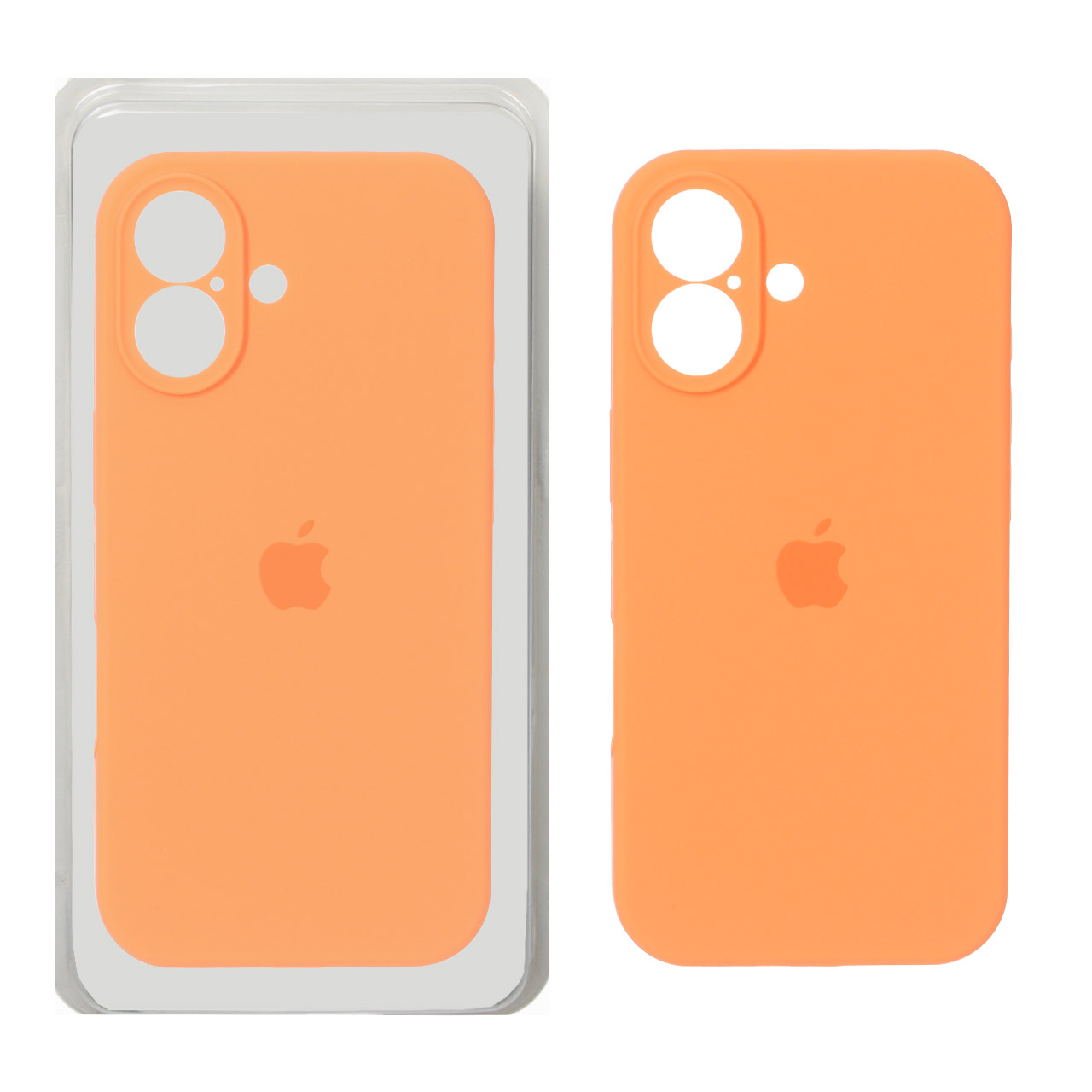 قاب سیلیکونی اورجینال Apple iPhone 17 با محافظ لنز - نارنجی (پک دار)