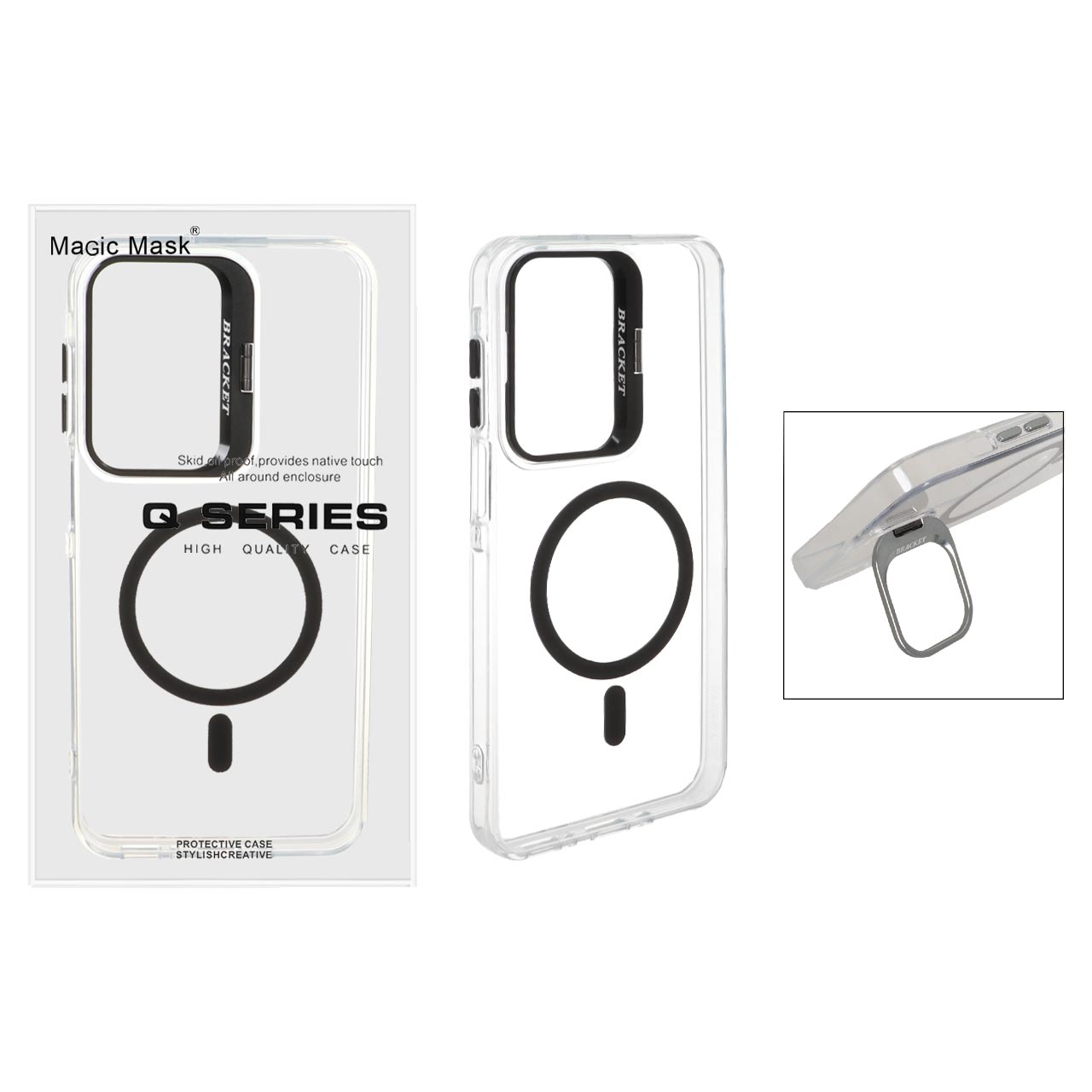 قاب اورجینال طرح کریستالی Magsafe با استند لنز Q Series Bracket مناسب برای سامسونگ گلکسی A17 / A16 / A26