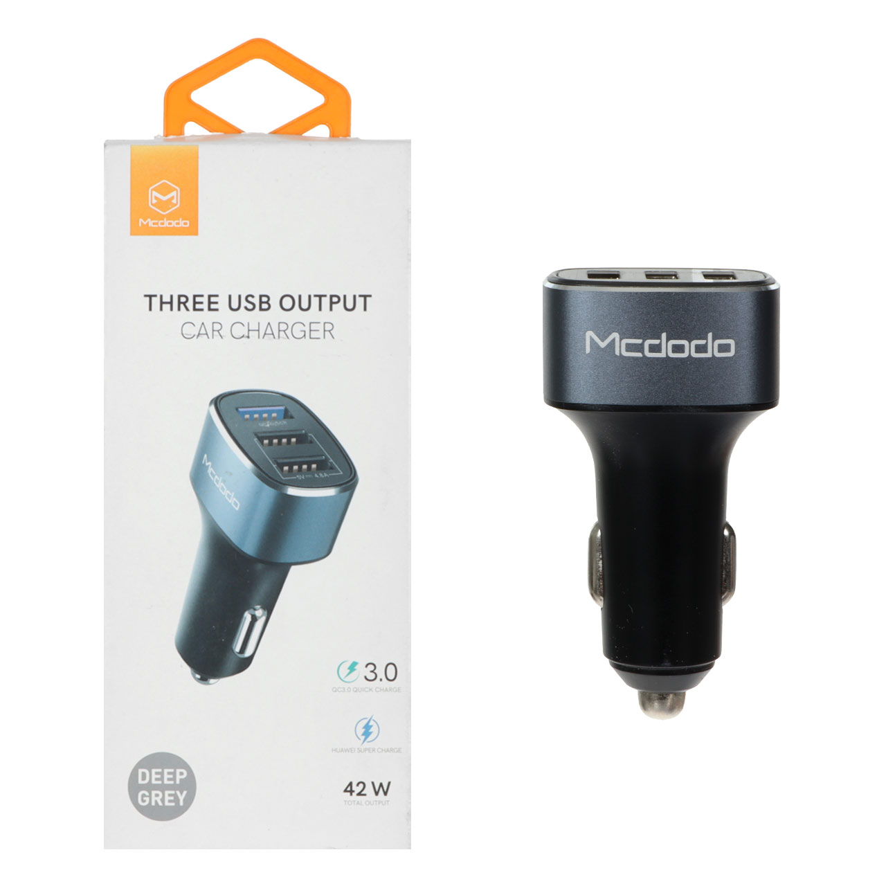 شارژر فندکی 42 وات فست سه پورت Mcdodo مدل CC-6570 - خاکستری تیره