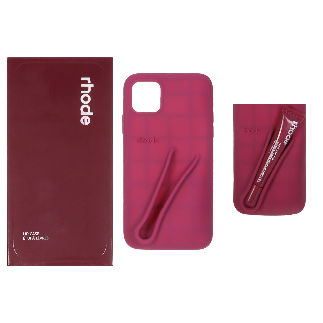 قاب سیلیکونی پاک کنی اورجینال rhode با ست لیپ گلاس Apple iPhone 11 Pro Max - آلبالویی