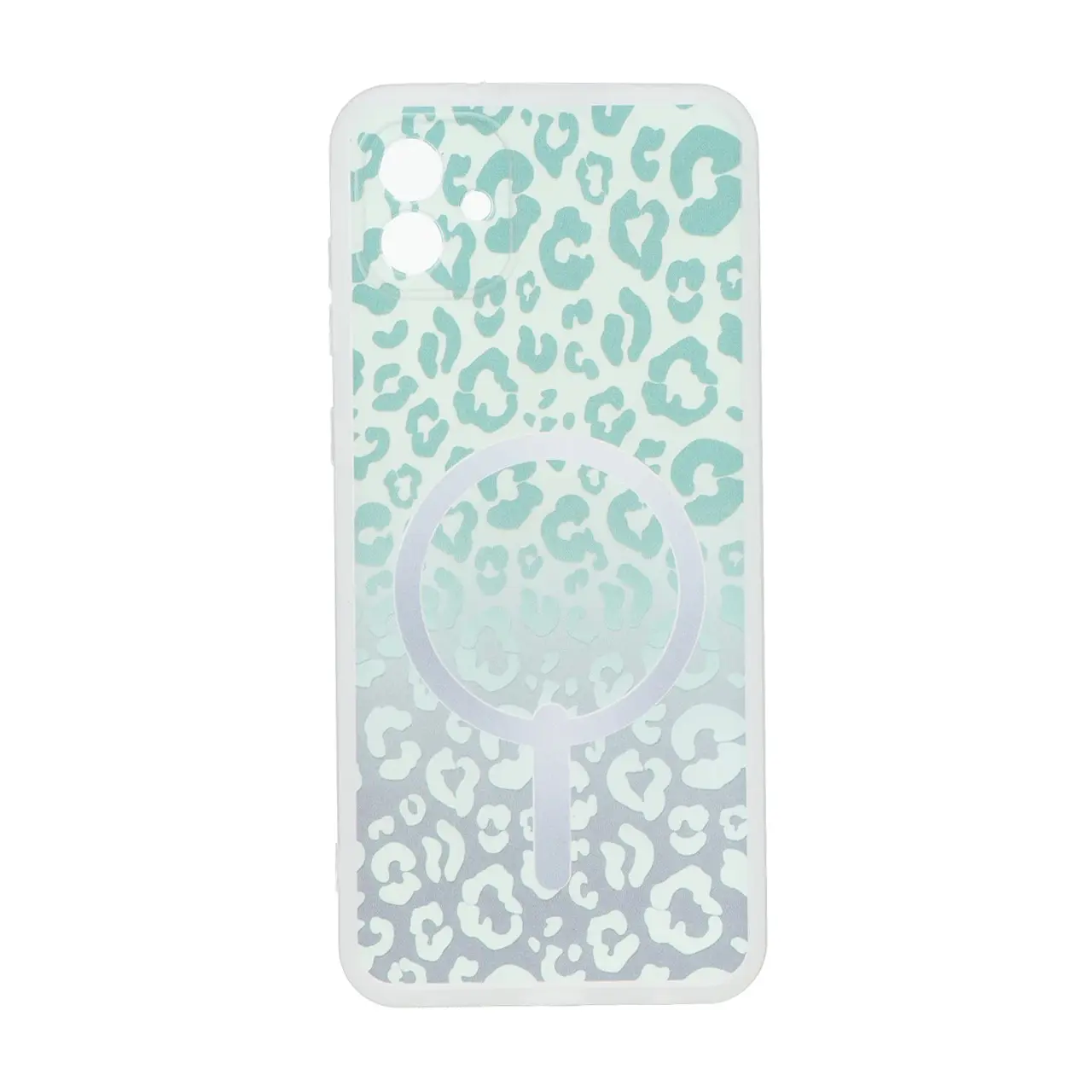 قاب ژله ای پلنگی طرح مگ سیف دور مات محافظ لنزدار Samsung Galaxy A04 / M13 5G - سبز