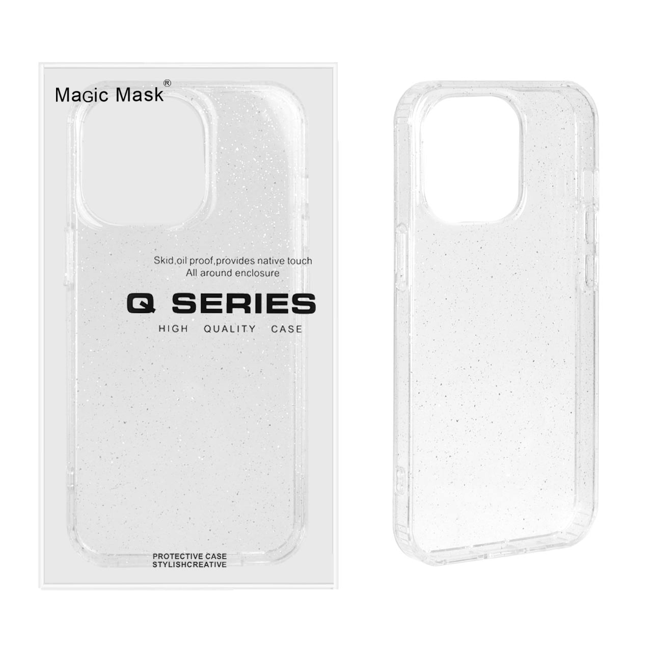 قاب پشت سخت شفاف اکلیلی Q Series Magic Mask مناسب برای آیفون 13 پرو