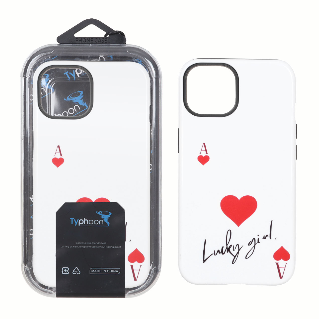 قاب طرح Lucky Girl آس دل دو لایه Typhoon مناسب برای آیفون 13 و آیفون 14