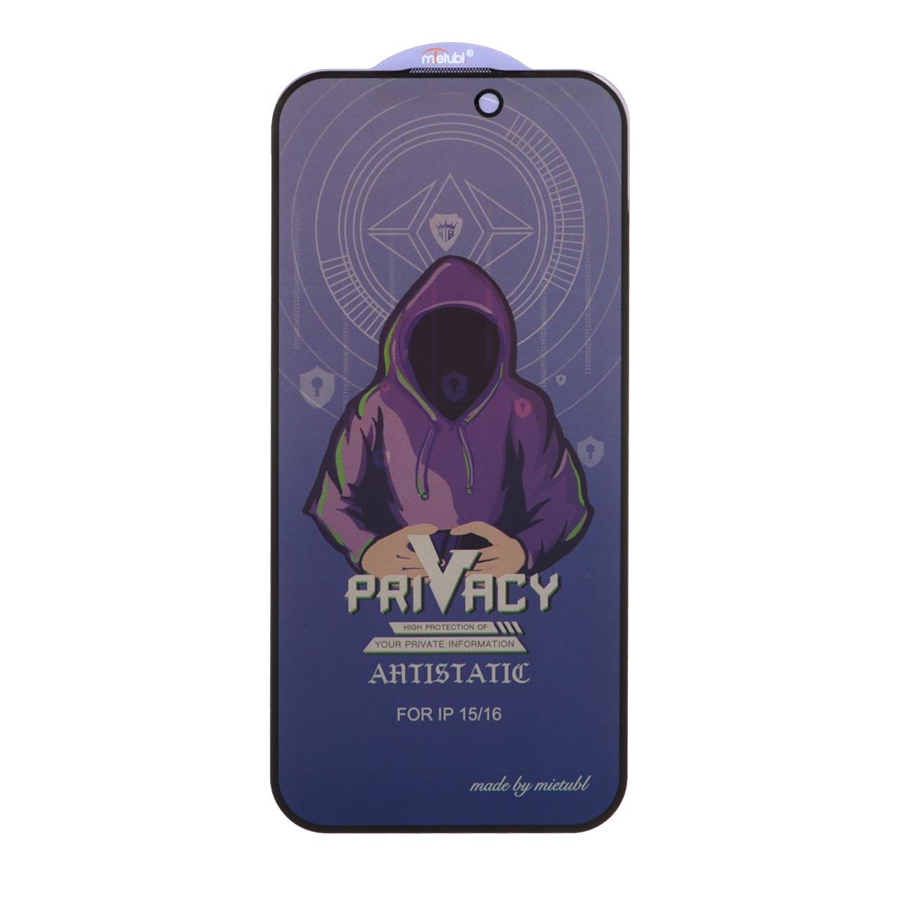 محافظ صفحه نمایش شیشه ای Full Cover Mietubl Anti Static Privacy مدل Apple iPhone 16 / iPhone 15 / iPhone 14 Pro