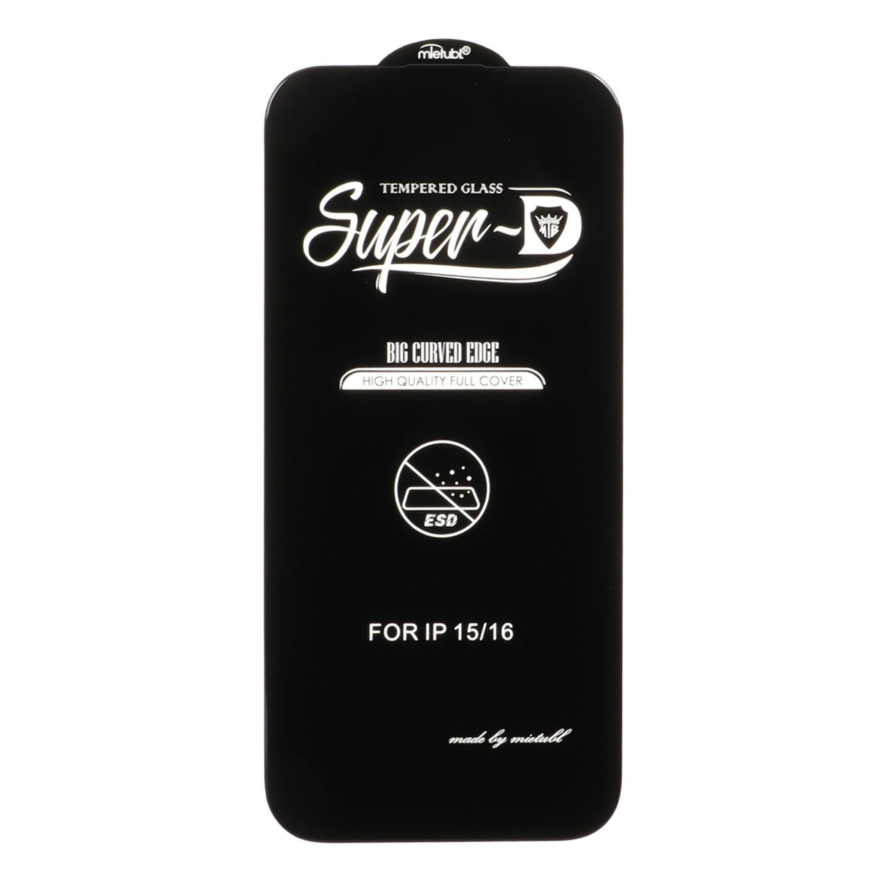 محافظ صفحه نمایش شیشه ای Apple iPhone 16 - Full Cover Super D Mietubl - ESD - مشکی (بدون پک) - NTC ORG