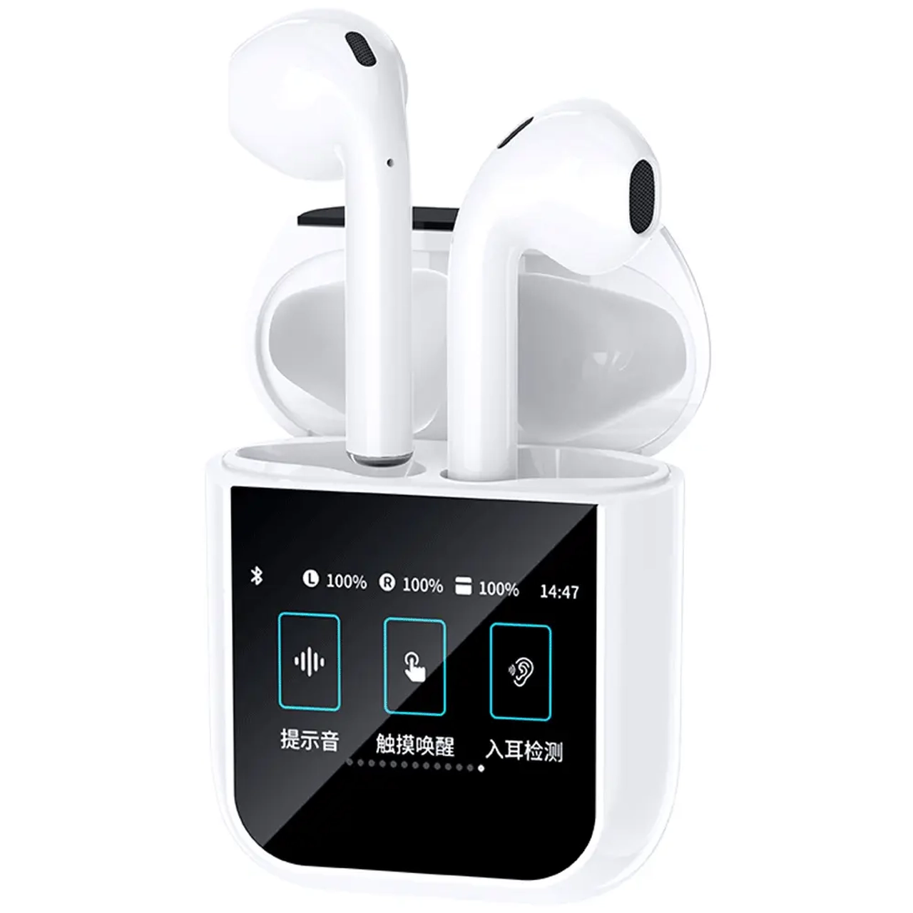 ایرفون بی سیم Wiwu مدل Airbuds T24 سفید با صفحه نمایش LED و گارانتی شرکتی