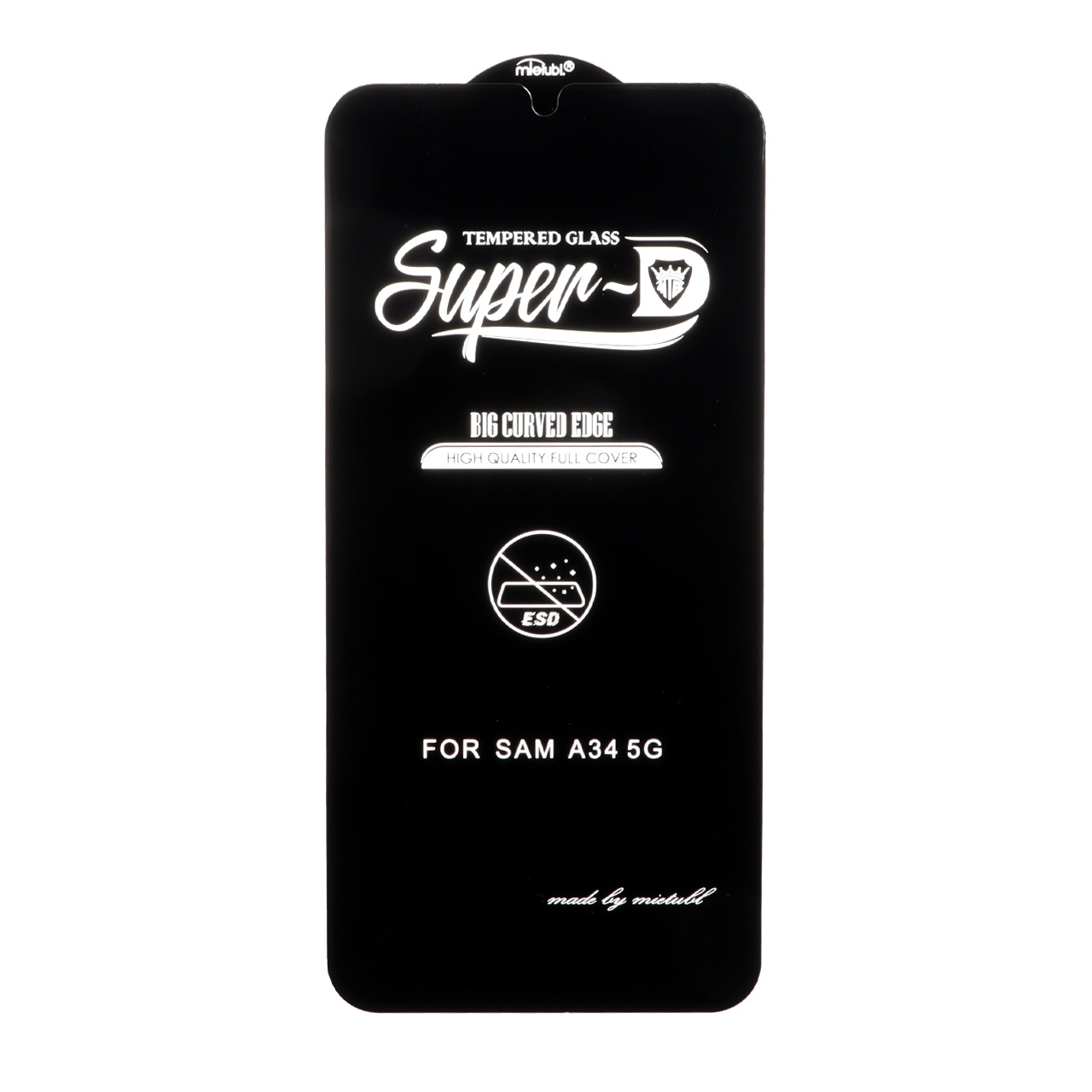 محافظ صفحه نمایش شیشه ای فول کاور Super D Mietubl با لبه‌های خمیده و ESD مناسب برای سامسونگ گلکسی A34 5G