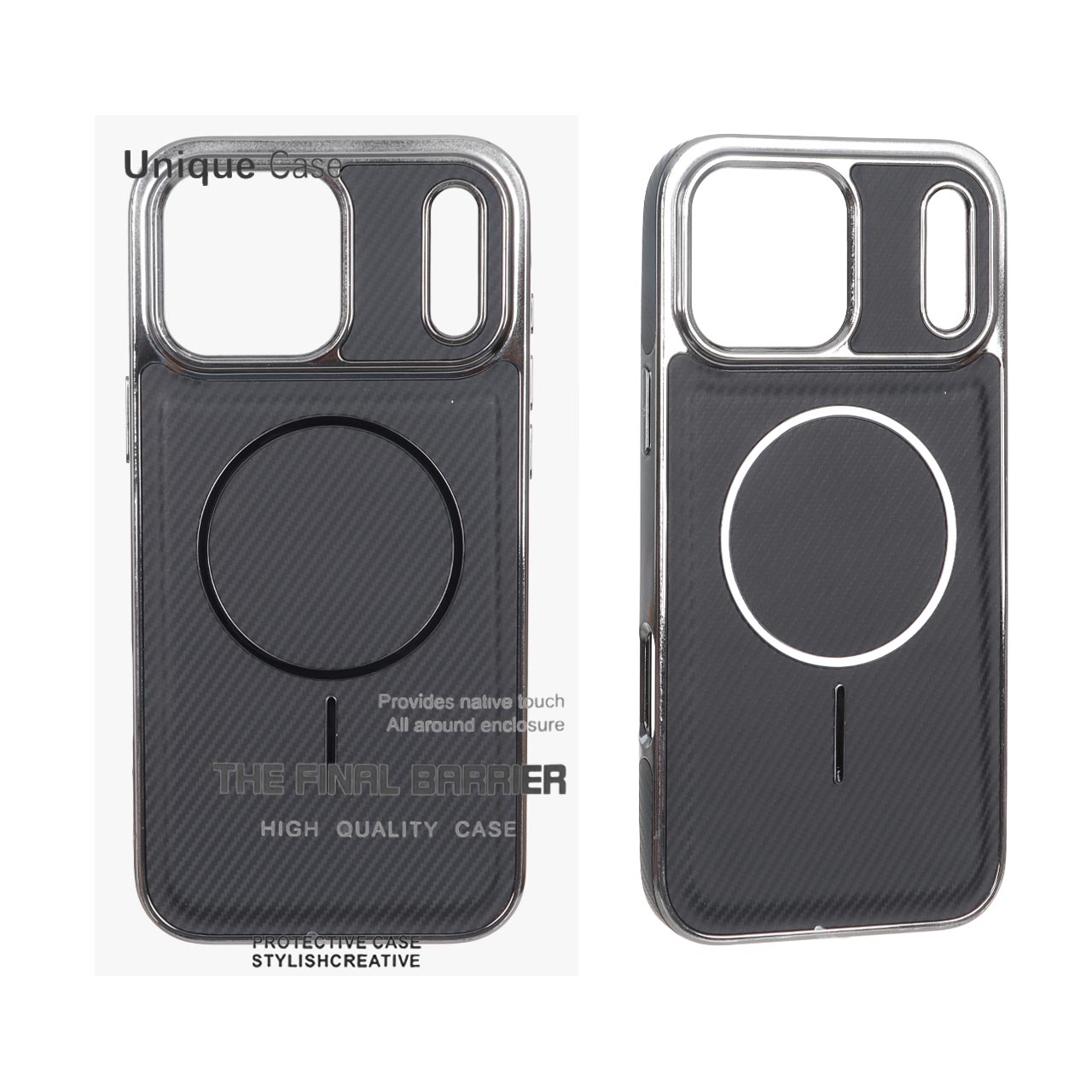قاب طرح اورجینال Unique Case هاشور مگنت فلزی Gunmetal مشکی مناسب برای آیفون 17 پرو مکس