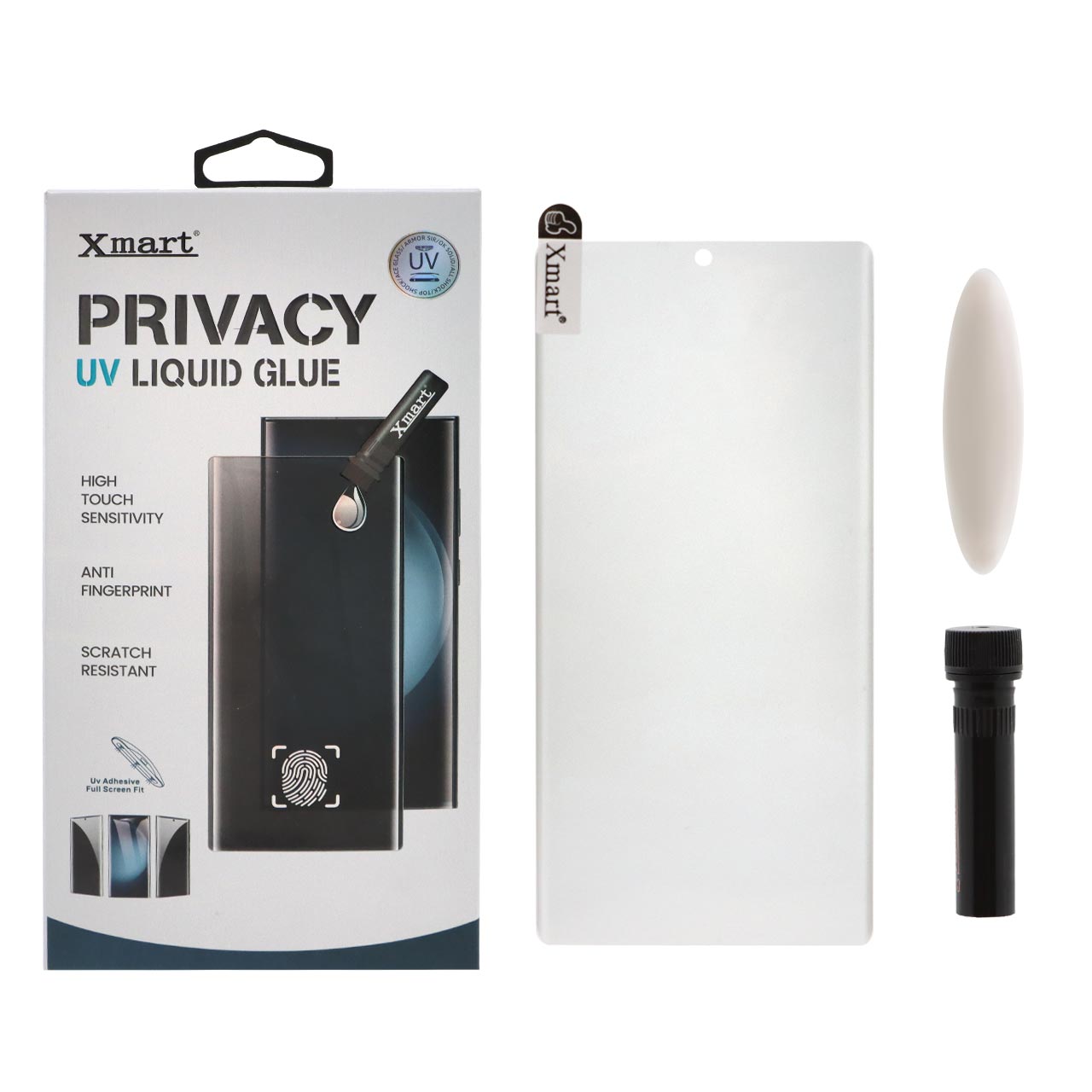 محافظ صفحه نمایش شیشه ای فول کاور XMART Privacy UV مناسب برای سامسونگ S23 Ultra