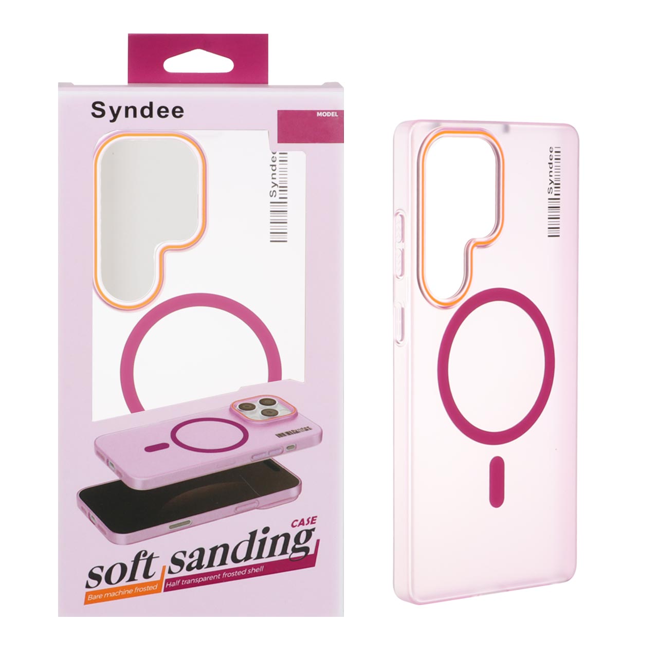 قاب اورجینال Syndee پشت مات MagSafe مدل Samsung Galaxy S25 Ultra - سرخابی (پک دار )