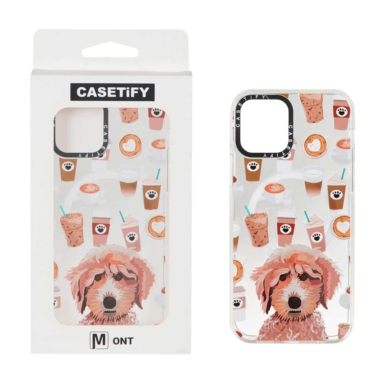 قاب طرح سگ و فنجان قهوه Casetify مگ سیف شفاف مناسب برای آیفون 12 پرو و آیفون 12