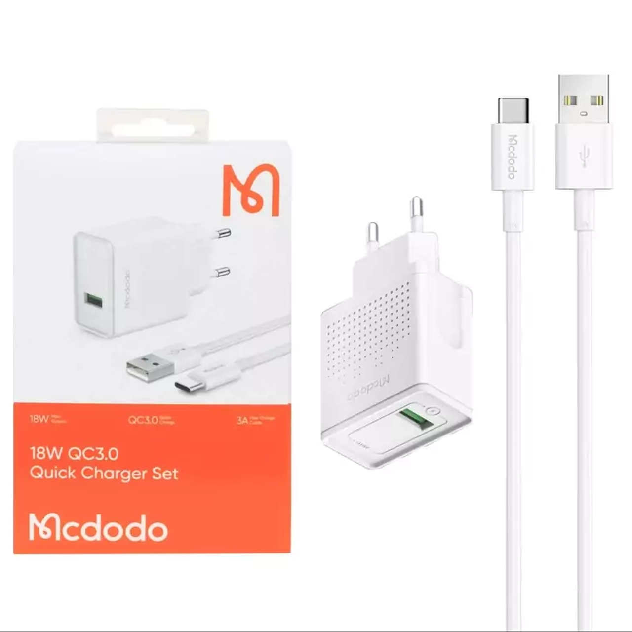 شارژر دیواری فست Mcdodo CH-5750 18W با کابل Type-C سفید