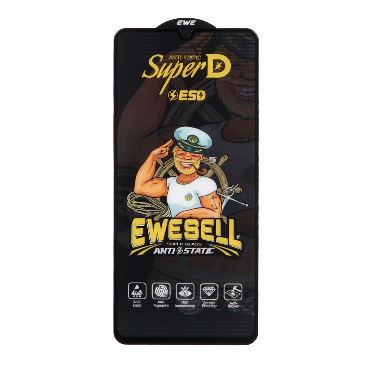 محافظ صفحه نمایش شیشه‌ای فول کاور Super D ESD Ewesell مناسب برای سامسونگ A70، A70S، A42 و M42