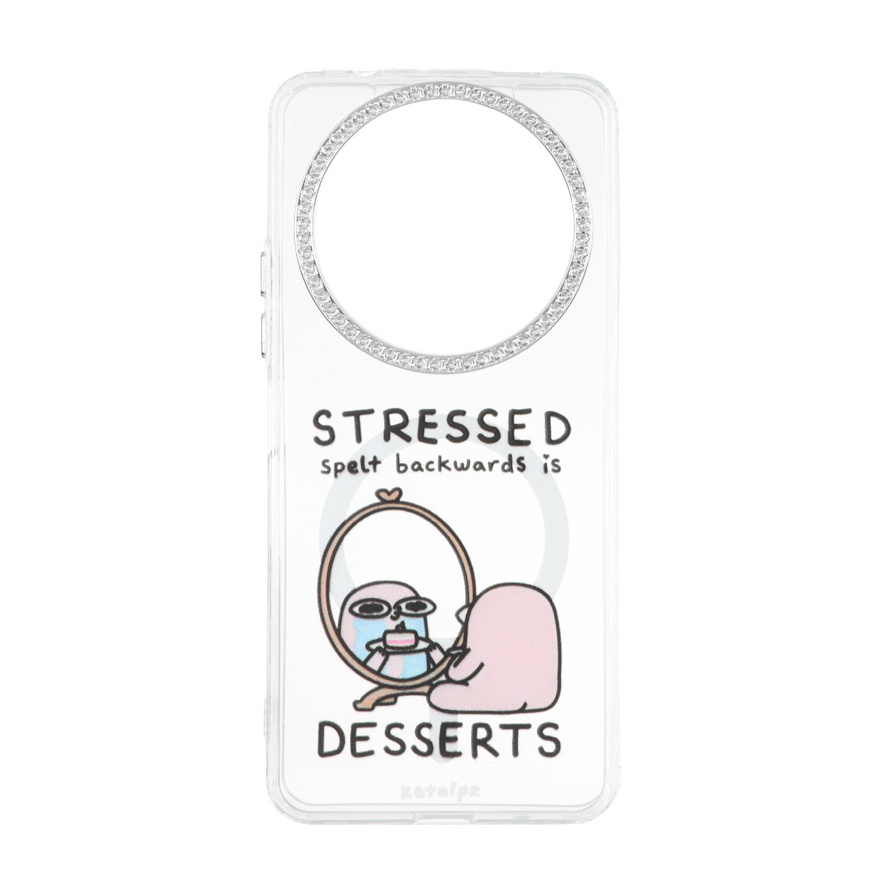 قاب طرح STRESSED spelt backwards is DESSERTS مگ سیف نگین‌دار شفاف مناسب برای شیائومی ردمی آ 3، آ 3 ایکس و پوکو سی 61