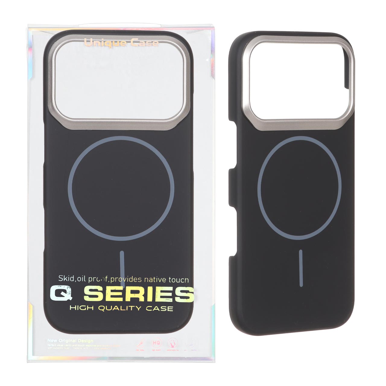 قاب اورجینال Q Series پشت سخت MagSafe دور لنز برجسته Apple iPhone 17 Pro - مشکی