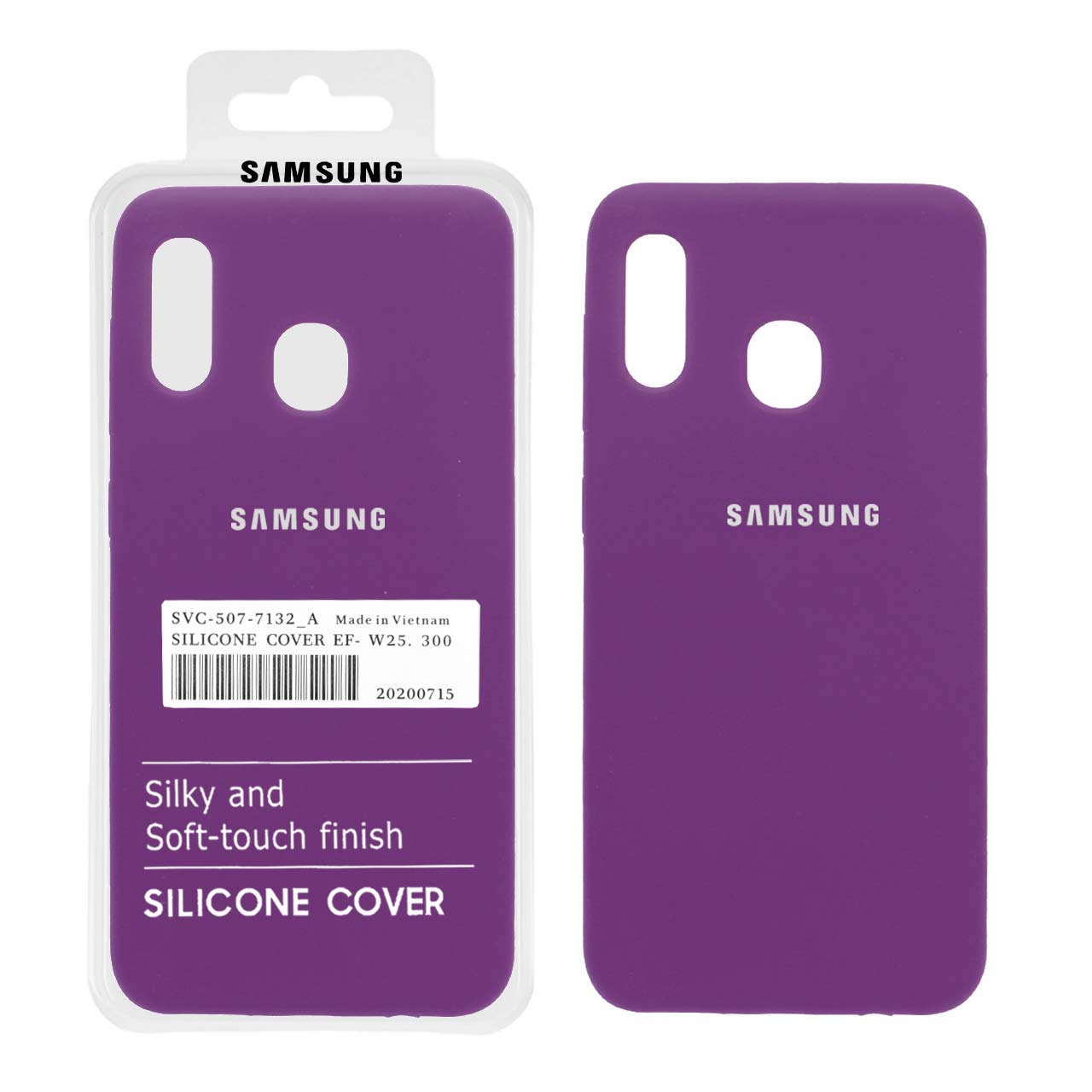 قاب سیلیکونی پاک کنی اورجینال درجه یک Samsung A20/ A30/ M10S - ارغوانی (پک دار)