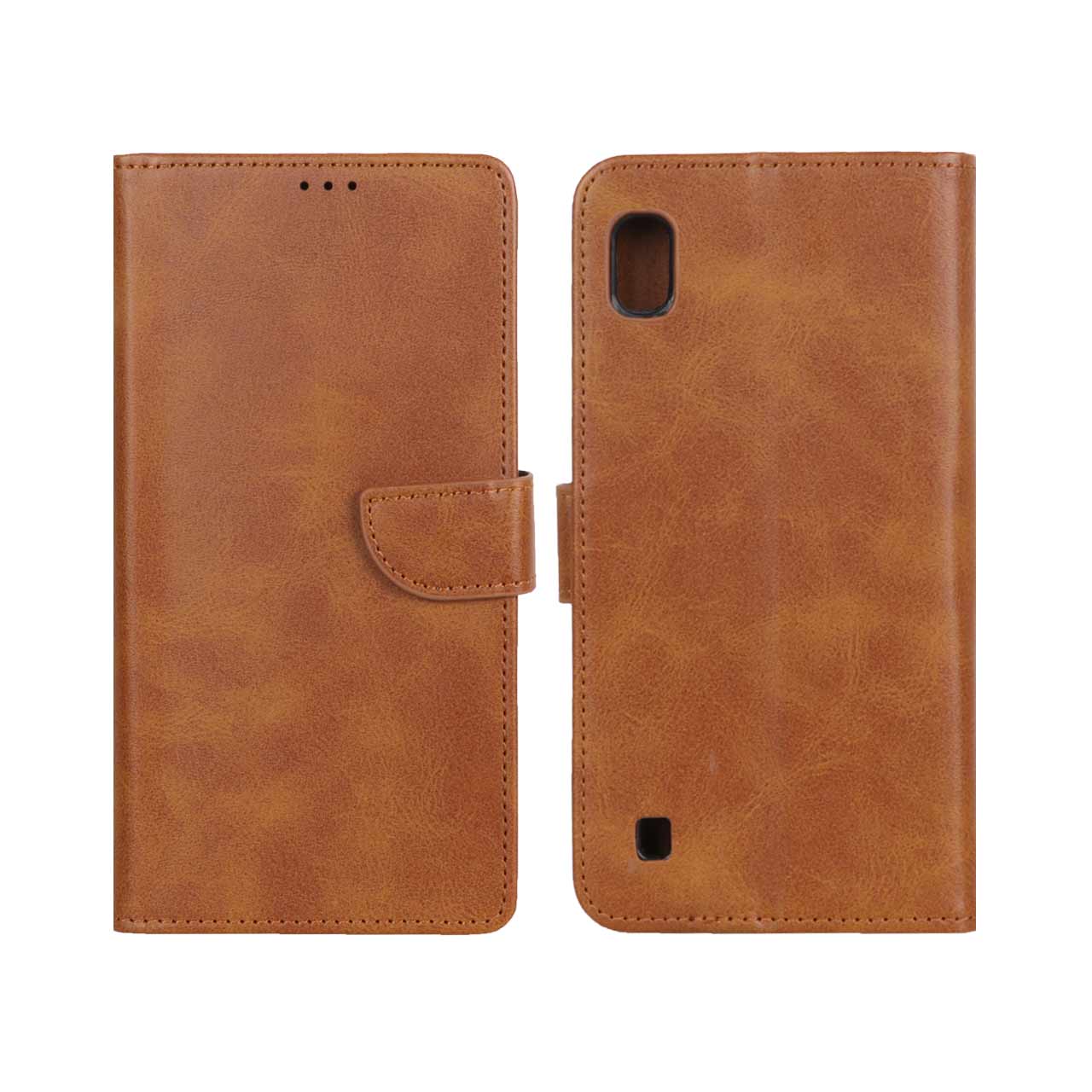 کیف چرمی مگنتی عسلی مناسب برای سامسونگ گلکسی A10 و M10