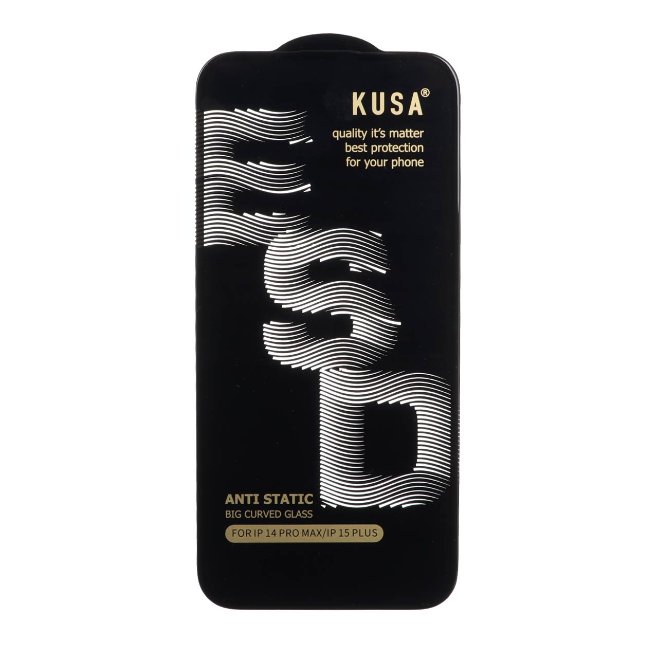 محافظ صفحه نمایش شیشه ای فول کاور Kusa Anti Static ESD مناسب برای آیفون 14 پرو مکس و آیفون 15 پلاس