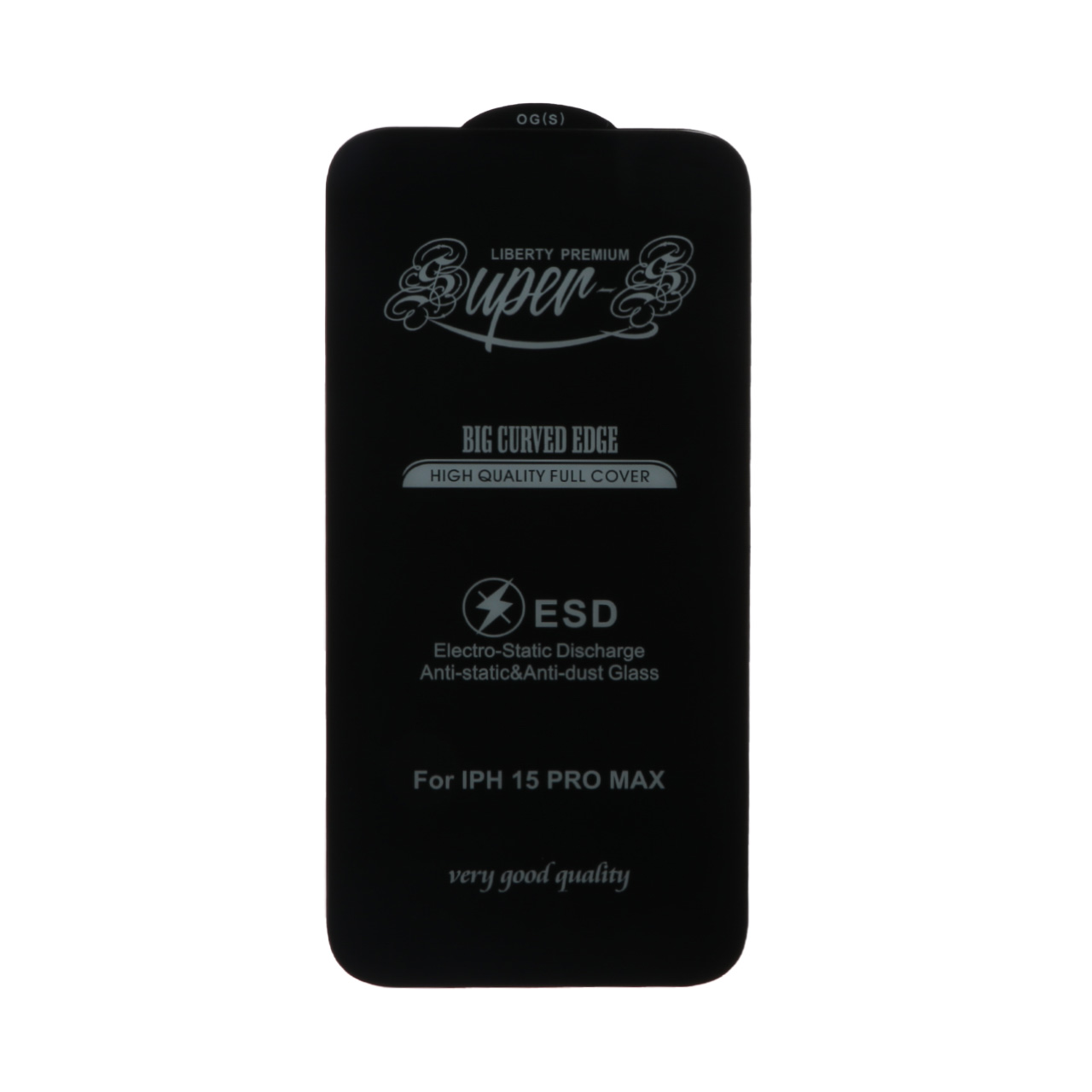 محافظ صفحه نمایش شیشه‌ای آنتی استاتیک Super S-OG فول کاور مناسب برای آیفون ۱۵ پرو مکس