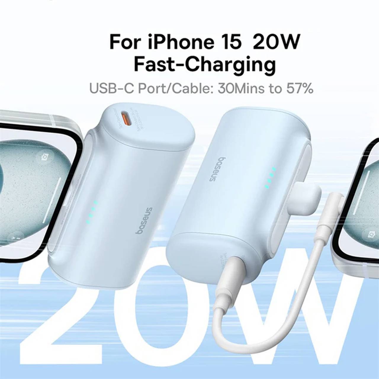 پاوربانک 20 وات 5000 میلی آمپر (فست شارژ) Baseus مدل PPWC05T