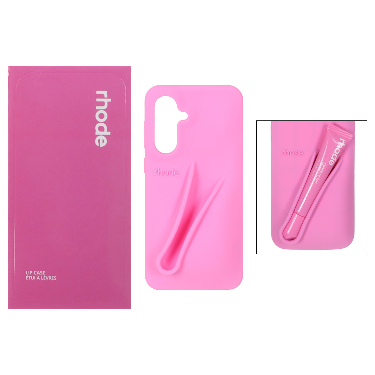 قاب سیلیکونی پاک کنی اورجینال rhode با ست لیپ گلاس Samsung Galaxy A56 / A36 - صورتی